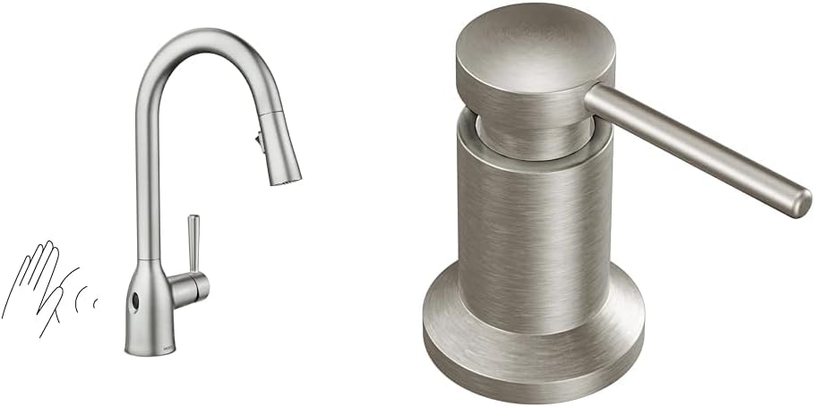 Moen Adler Spot Resist Stainless One-Handle High Arc Pulldown Kitchen Faucet with Power Clean, 87233SRS