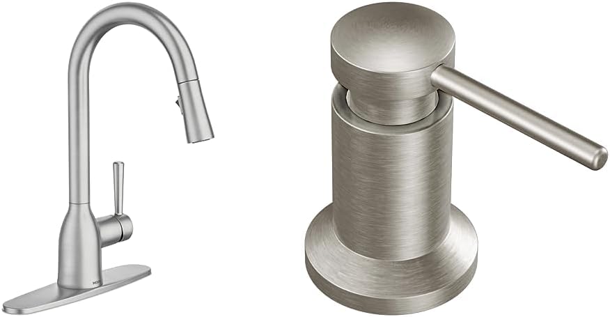 Moen Adler Spot Resist Stainless One-Handle High Arc Pulldown Kitchen Faucet with Power Clean, 87233SRS