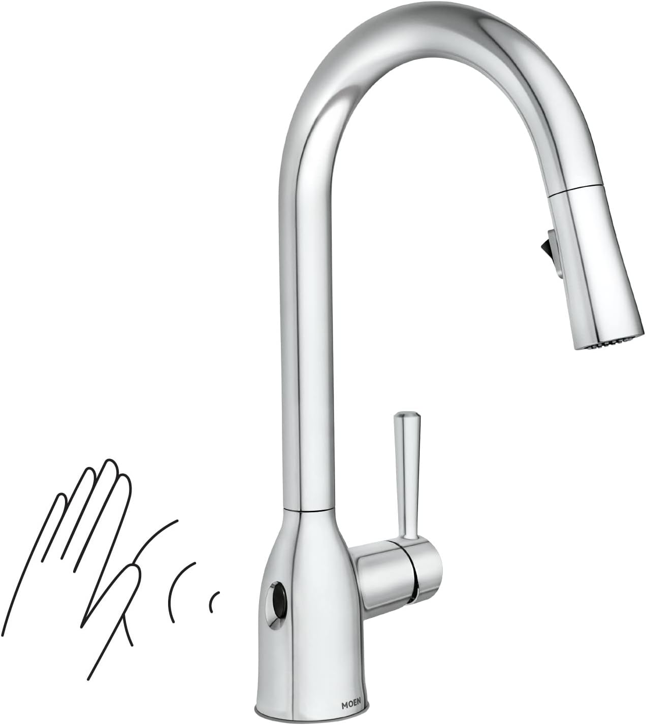 Moen Adler Spot Resist Stainless One-Handle High Arc Pulldown Kitchen Faucet with Power Clean, 87233SRS