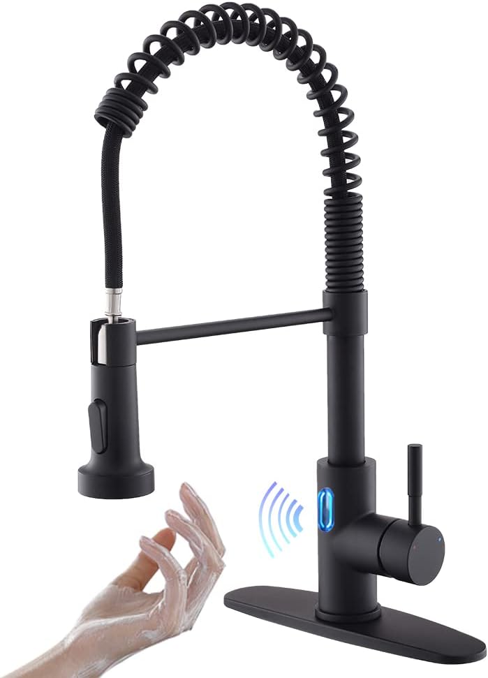 OWOFAN Kitchen Faucet with Pull Down Sprayer Brushed Nickel Stainless Steel 1 Handle Pull Out Spring Sink Faucets 1 Hole Or 3 Hole Dual Function for Farmhouse Camper Laundry Utility Rv Wet Bar