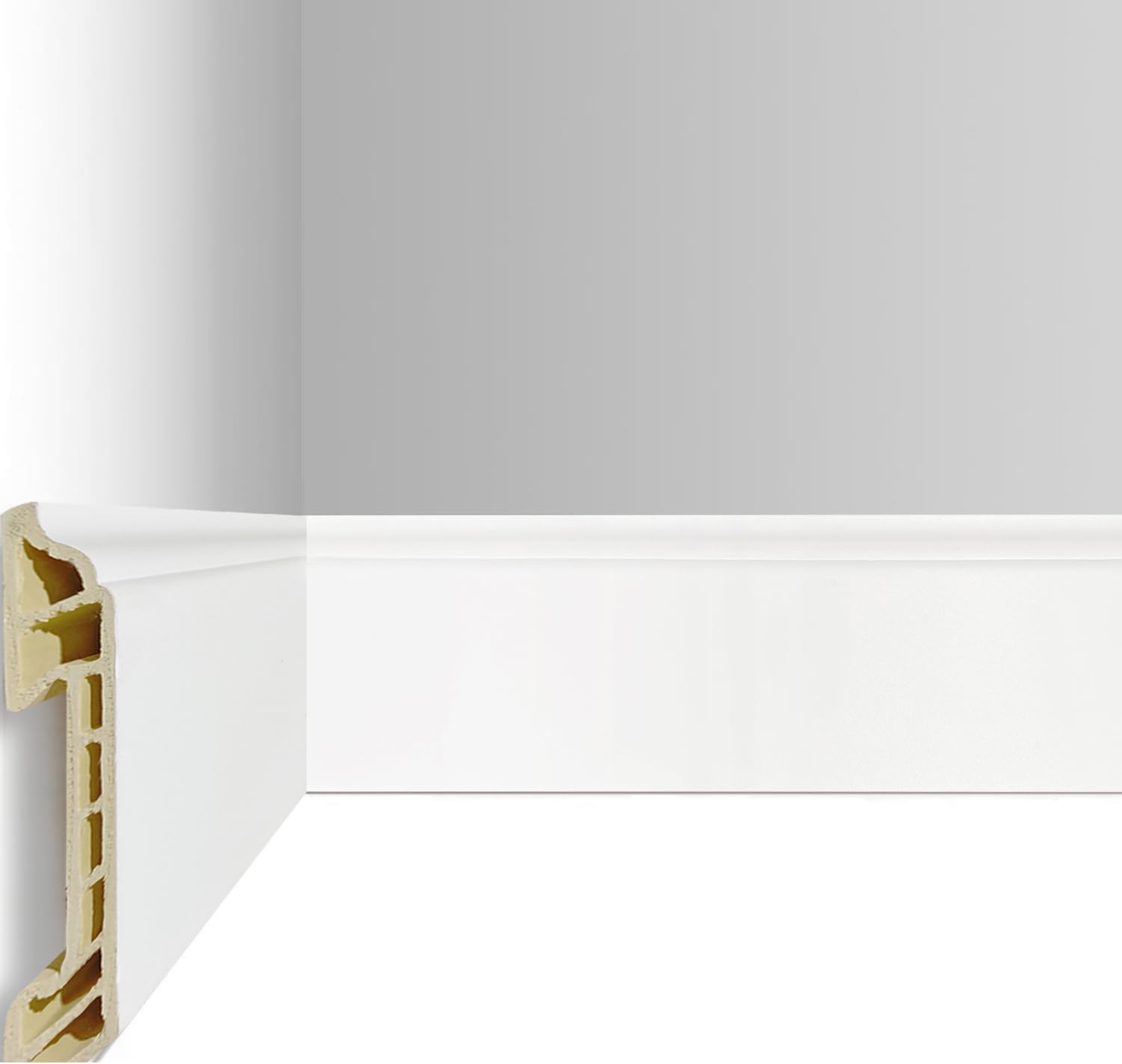 Wall Baseboard Molding Trim,8-Pack of 48 x 3.27 Inch,Peel and Stick High Impact Finish Molding Panel Skirting Board for Home Decor,32 Feet (White 2)