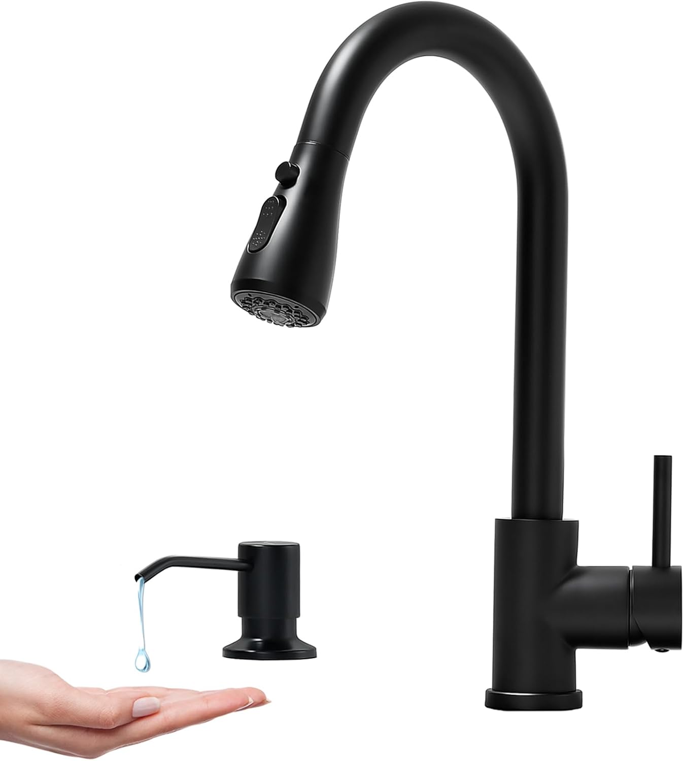 Kitchen Faucet with Pull Down Sprayer, VFAUOSIT Lead-Free Kitchen Sink Faucet Brushed Nickel Stainless Steel Modern High Arc Pull Out Single Hole Kitchen Faucets for Bar RV Bathroom Sink Faucets