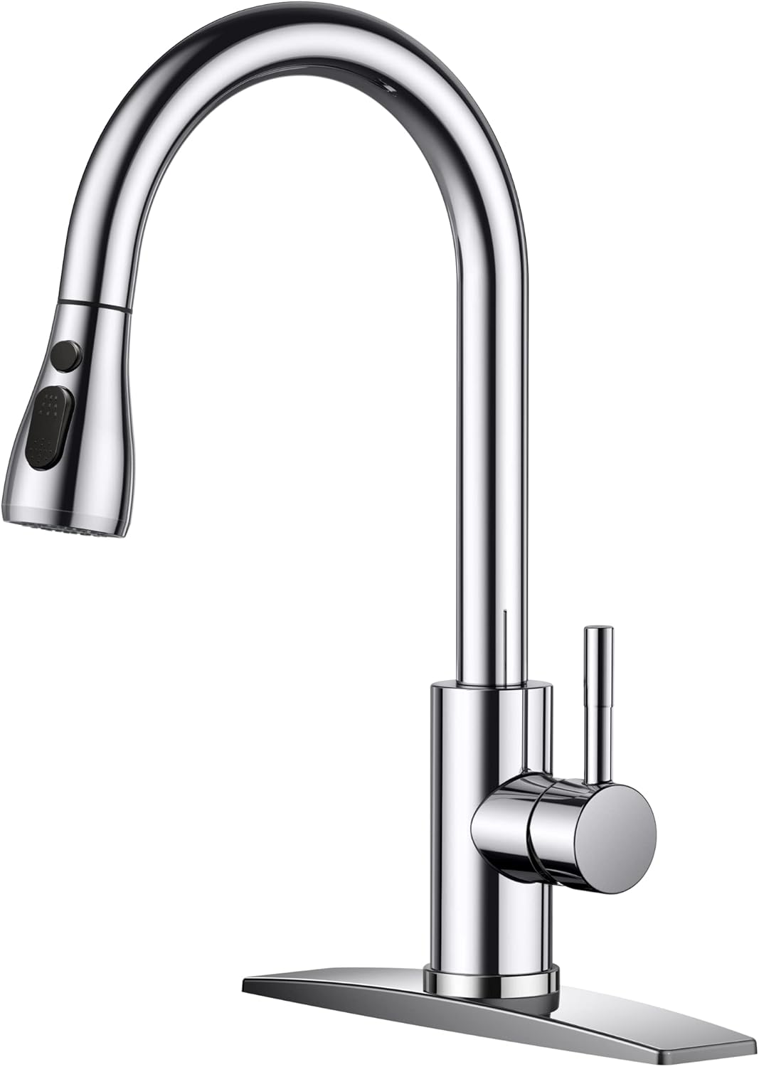 FORIOUS Kitchen Faucets with Pull Down Sprayer, Brushed Nickel, High Arc Single Handle Classic Stainless Steel Sink Faucet 1 or 3 Hole, Suitable for Farmhouse Camper Laundry Rv Bar