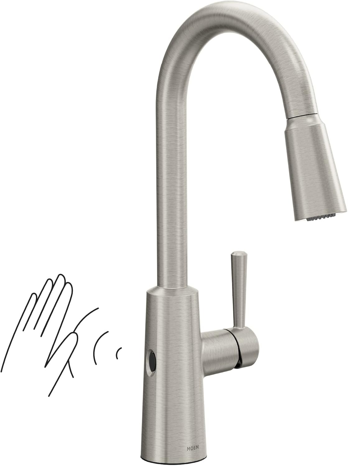 Moen Riley Spot Resist Stainless One-Handle Modern Pulldown Kitchen Faucet Featuring Power Clean and Reflex Docking System for the Spray Head, 7402SRS