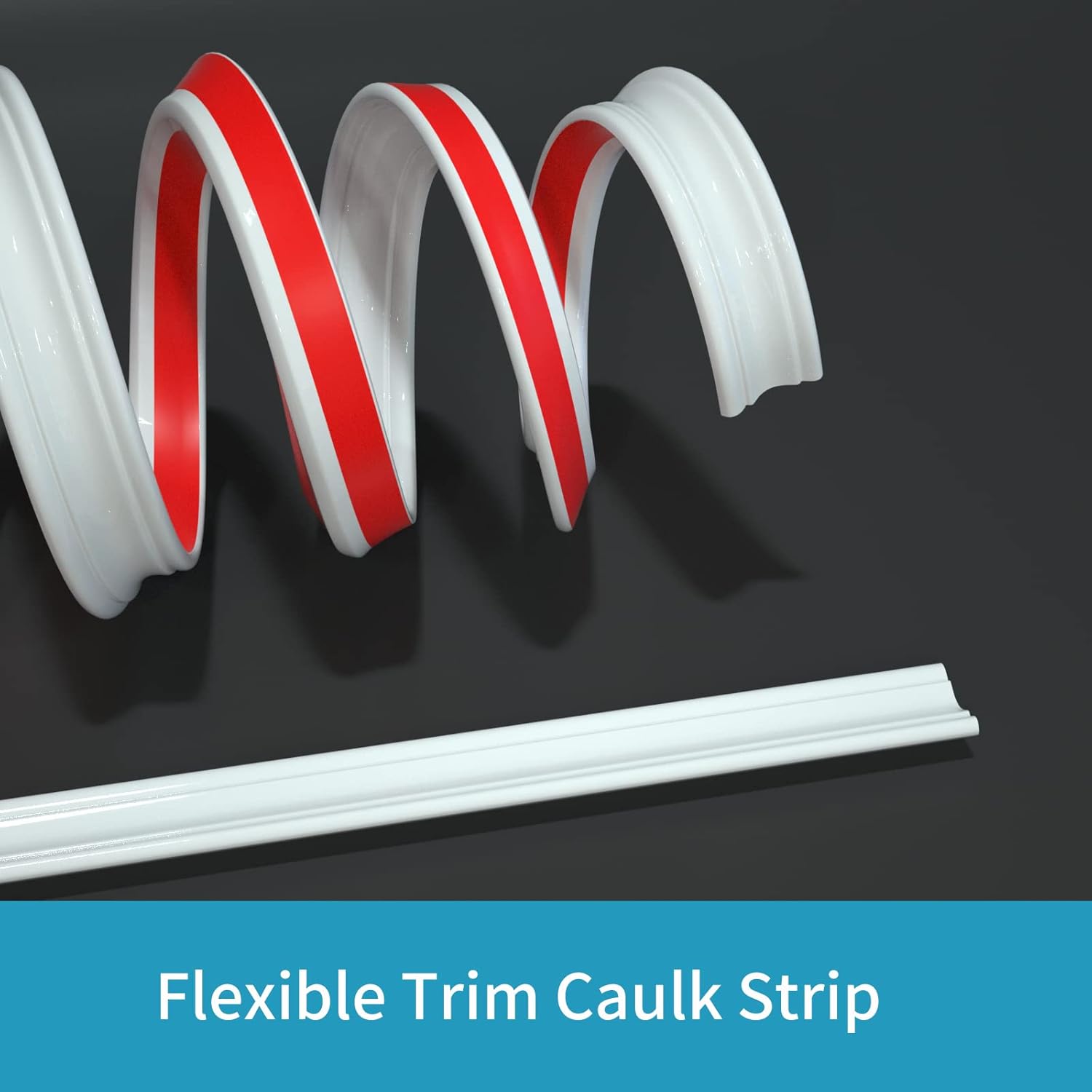 Flexible Trim Caulk Strip Wall Moulding Trim, 1 in x16 Ft Peel and Stick Trim for Wall Corner Deco, Ceiling, Backsplash Tile Edge, Countertops, Baseboard, Floor(White)