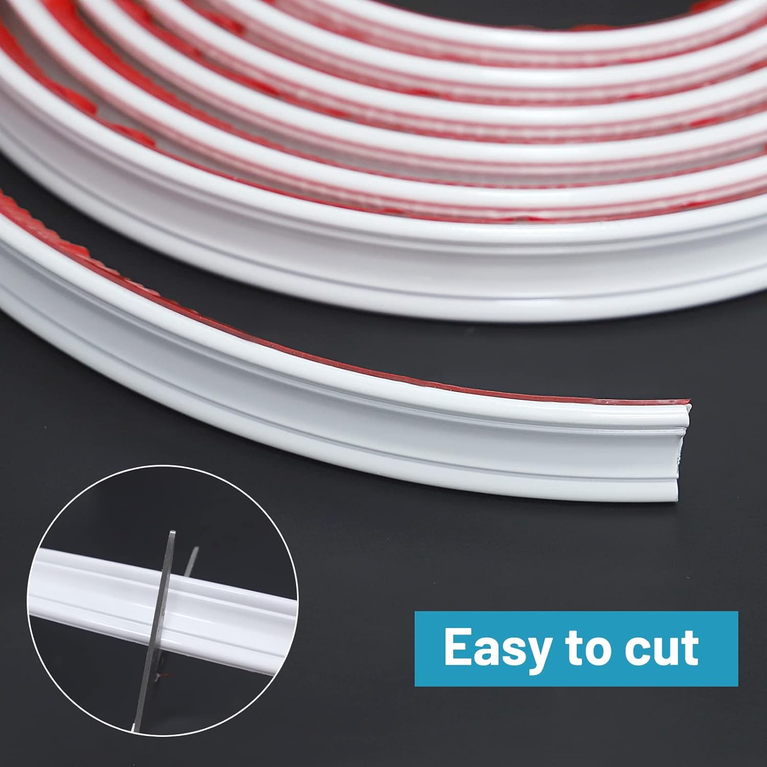 Flexible Trim Caulk Strip Wall Moulding Trim, 1 in x16 Ft Peel and Stick Trim for Wall Corner Deco, Ceiling, Backsplash Tile Edge, Countertops, Baseboard, Floor(White)