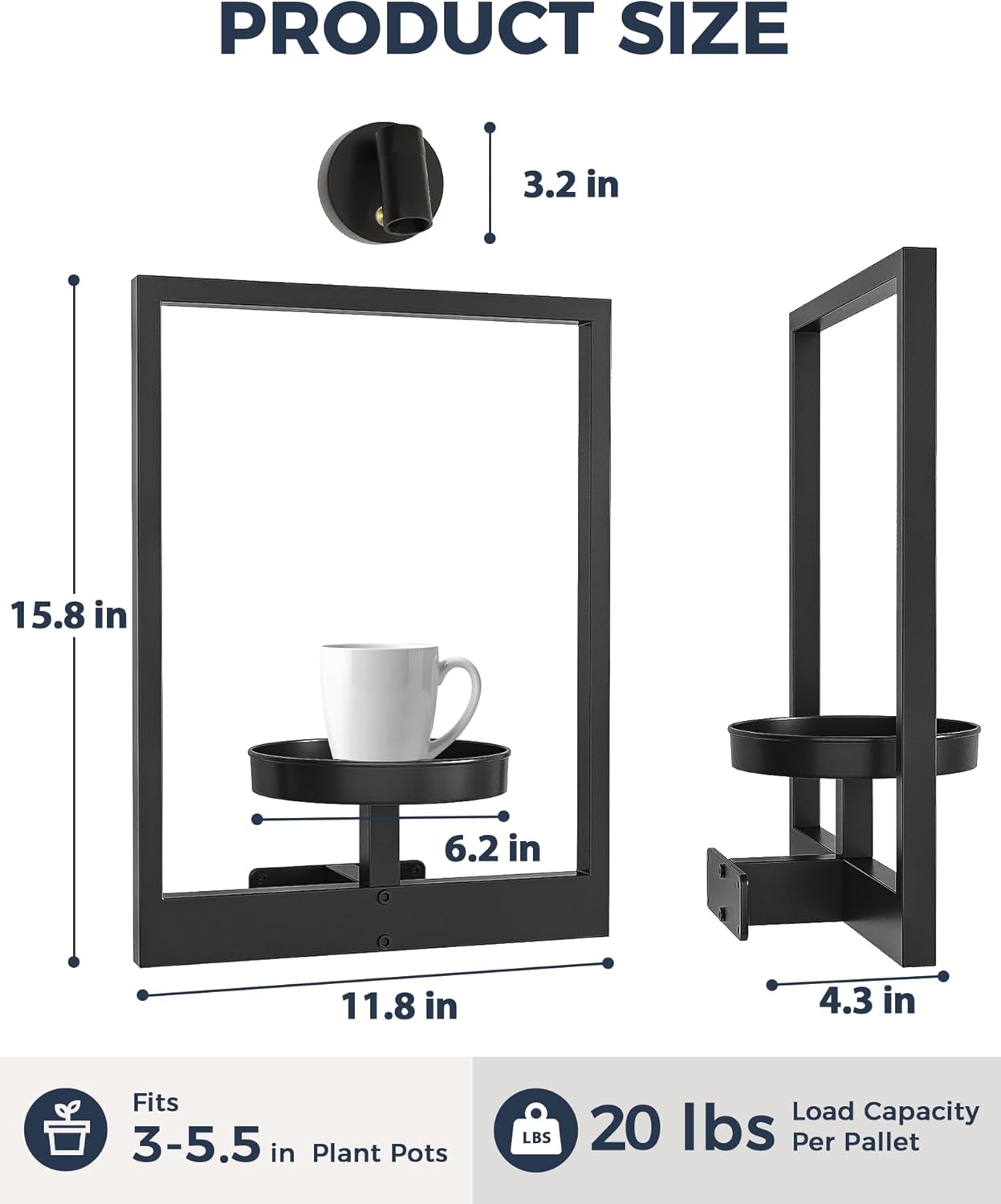 Bamworld Plant Stand with Lights Wall Planters for Indoor Plants Hanging Planter for Indoor Plants Plant Stand Indoor Wall Decor 3 Pack for Living Room Outdoor Entryway（3 spotlights）