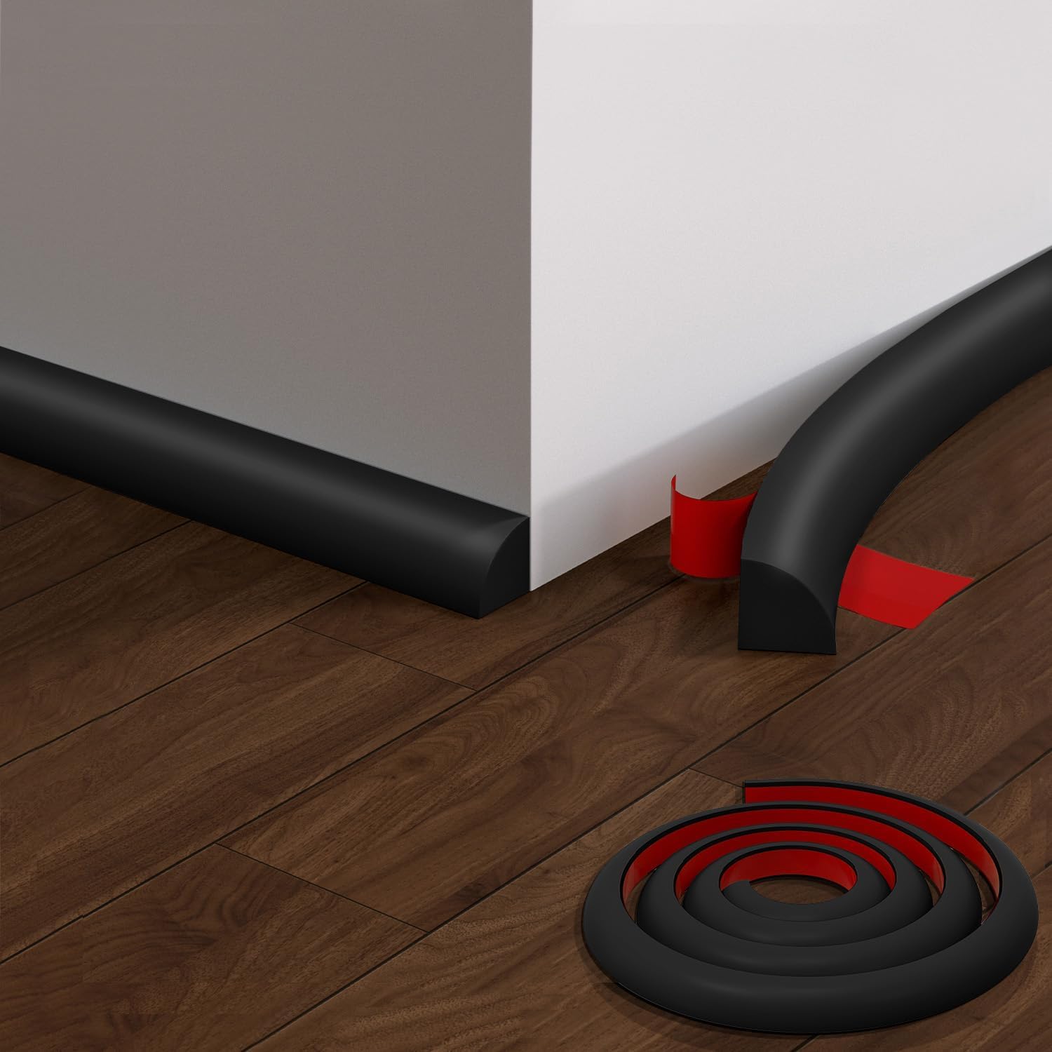 Flexible Quarter Round Molding, 158 Inch Peel and Stick Rubber Quarter Round Trim Molding with Self Adhesive, Waterproof Bendable Molding Trim for Wall Edge Corner,Staircase Cabinet Edge,White