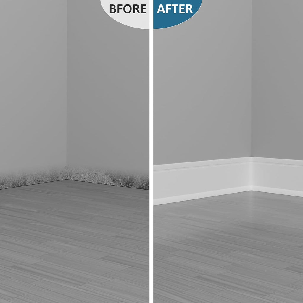 Duzzy Flexible Baseboard Trim, 6 Inch(H) x 20 Feet(L) Peel and Stick Vinyl Baseboard Molding Trim, Self-Adhesive Wall Base Cove Base