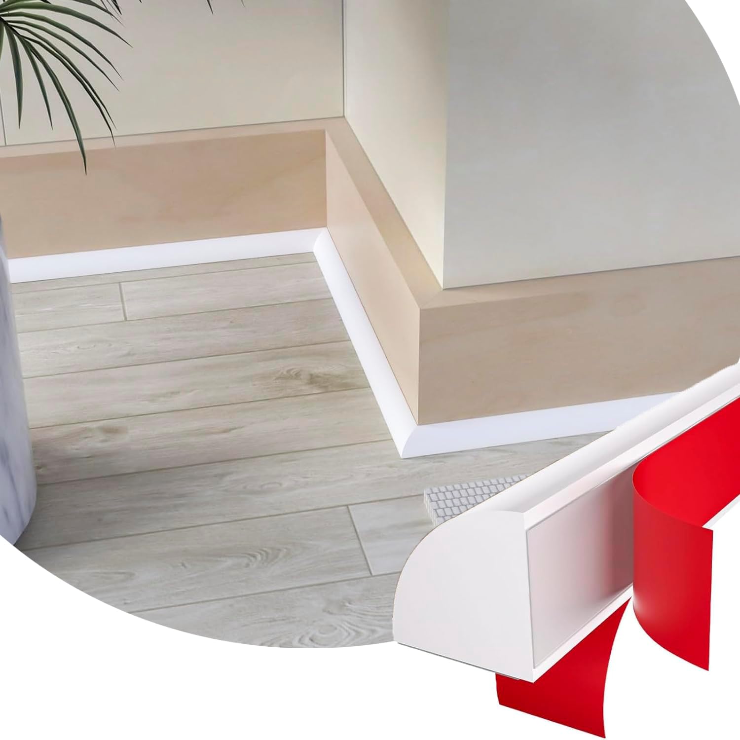 Wall Baseboard Molding Trim,8-Pack of 48 x 3.27 Inch,Peel and Stick High Impact Finish Molding Panel Skirting Board for Home Decor,32 Feet (White 2)