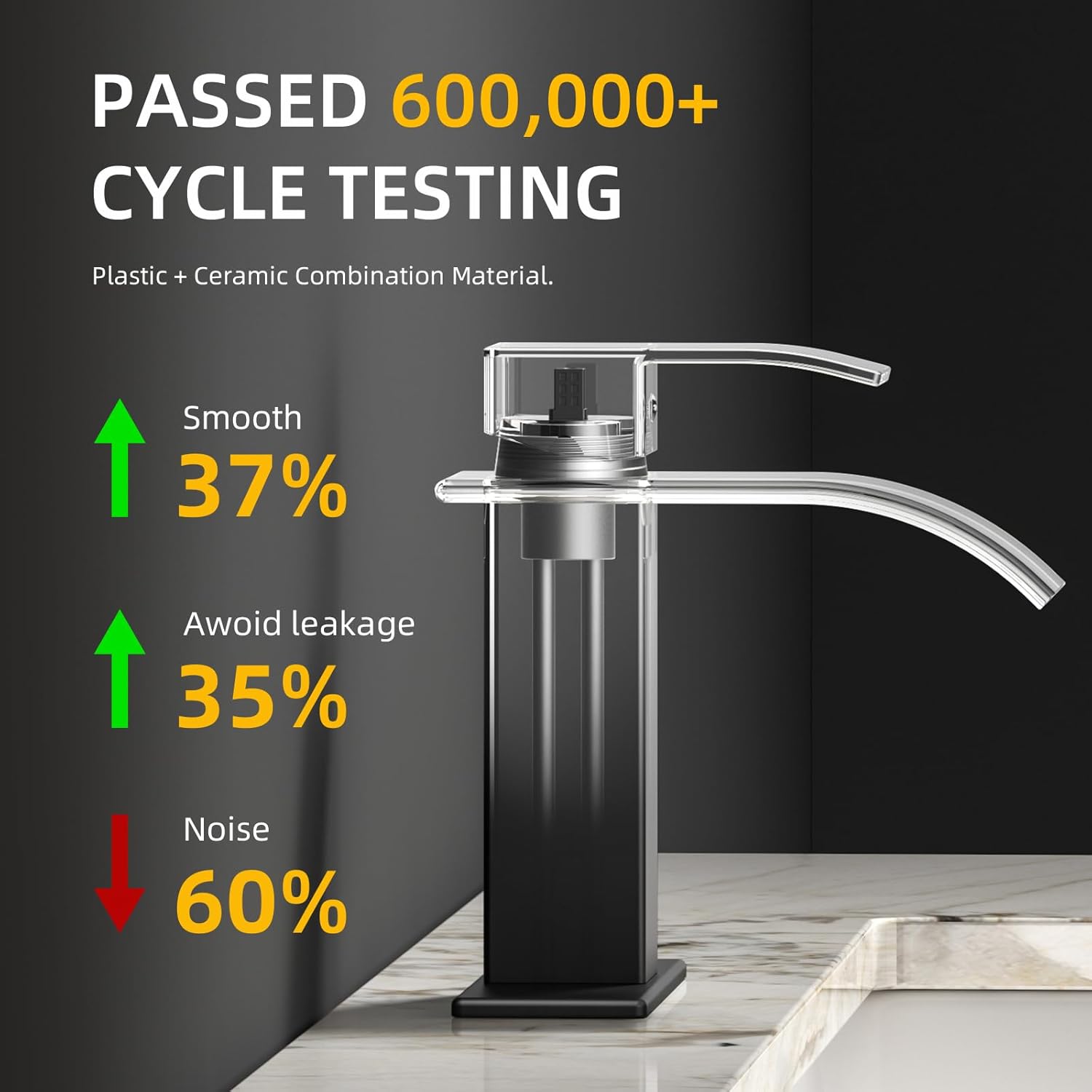 Ryuwanku Bathroom Faucet Matte Black Modern Waterfall Bathroom Sink Faucet with Single Handle Suitable for 1 or 3 Holes,Supply Deck Plate and Hose