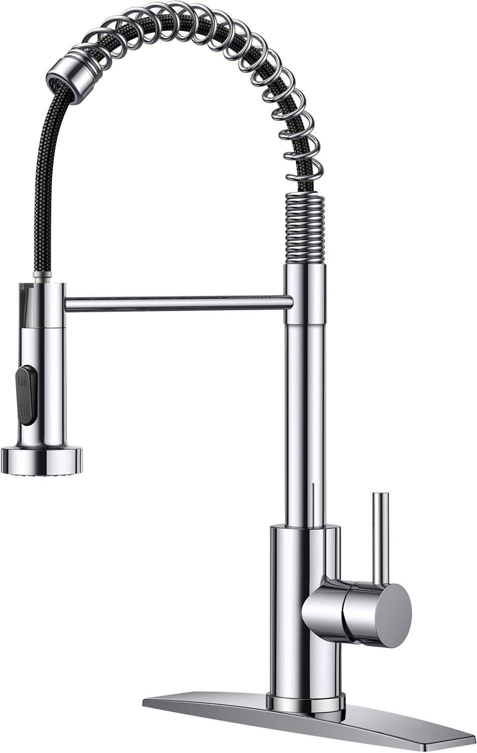 FORIOUS Black Kitchen Faucet with Pull Down Sprayer, Stainless Steel Commercial Single Handle Classic Spring Pull Out Kitchen Sink Faucet for Pot Filler, Farmhouse Camper Bar Laundry Room
