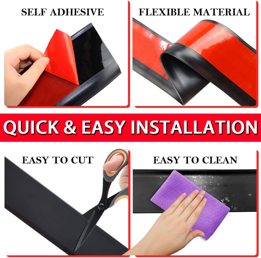 Vinyl Wall Base Baseboard Molding Trim 4" Flexible Self Adhesive Rubber Wall Base Moulding Trim Peel and Stick Design, 4 Inch x 20 Feet, Black