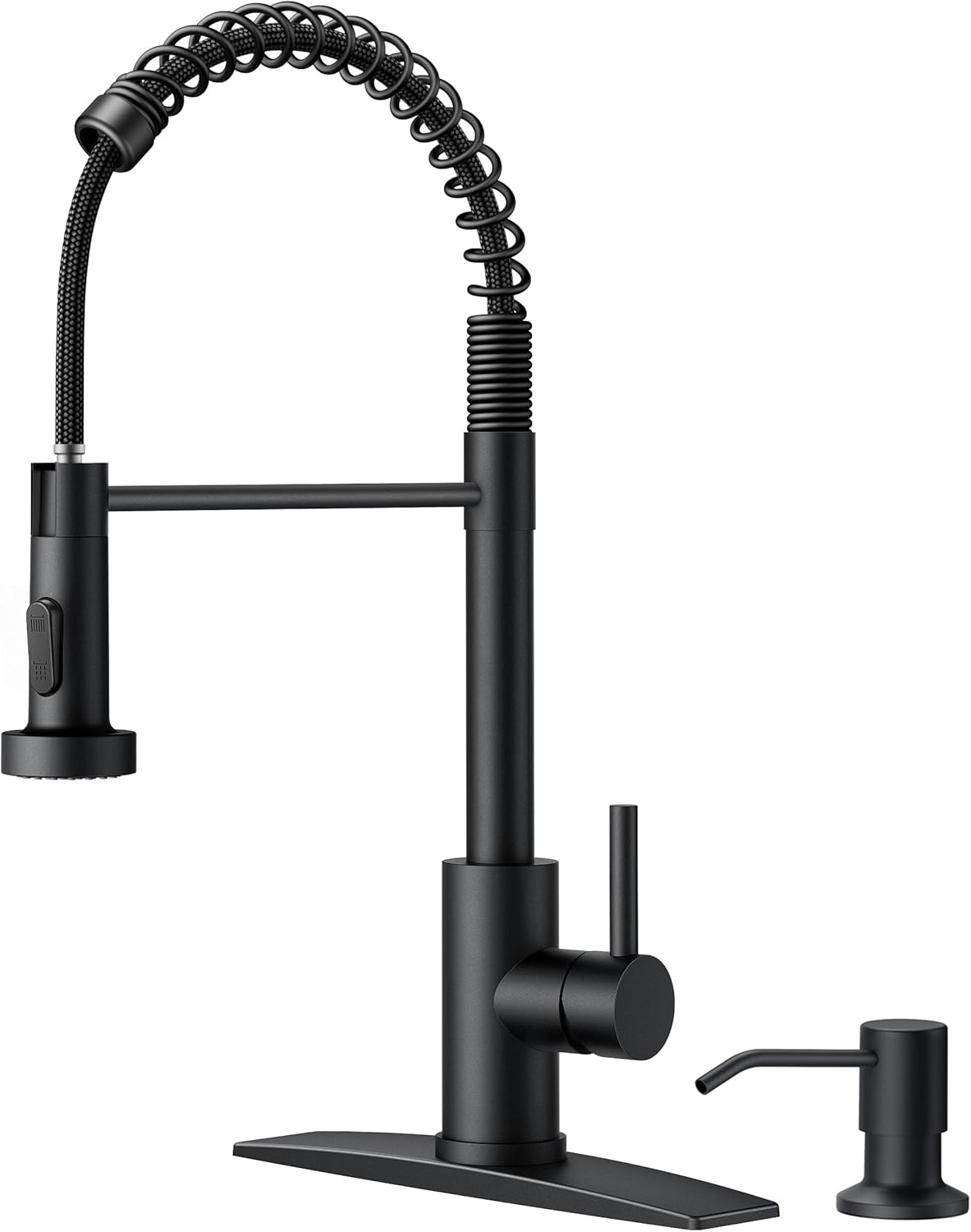 FORIOUS Black Kitchen Faucet with Pull Down Sprayer, Stainless Steel Commercial Single Handle Classic Spring Pull Out Kitchen Sink Faucet for Pot Filler, Farmhouse Camper Bar Laundry Room