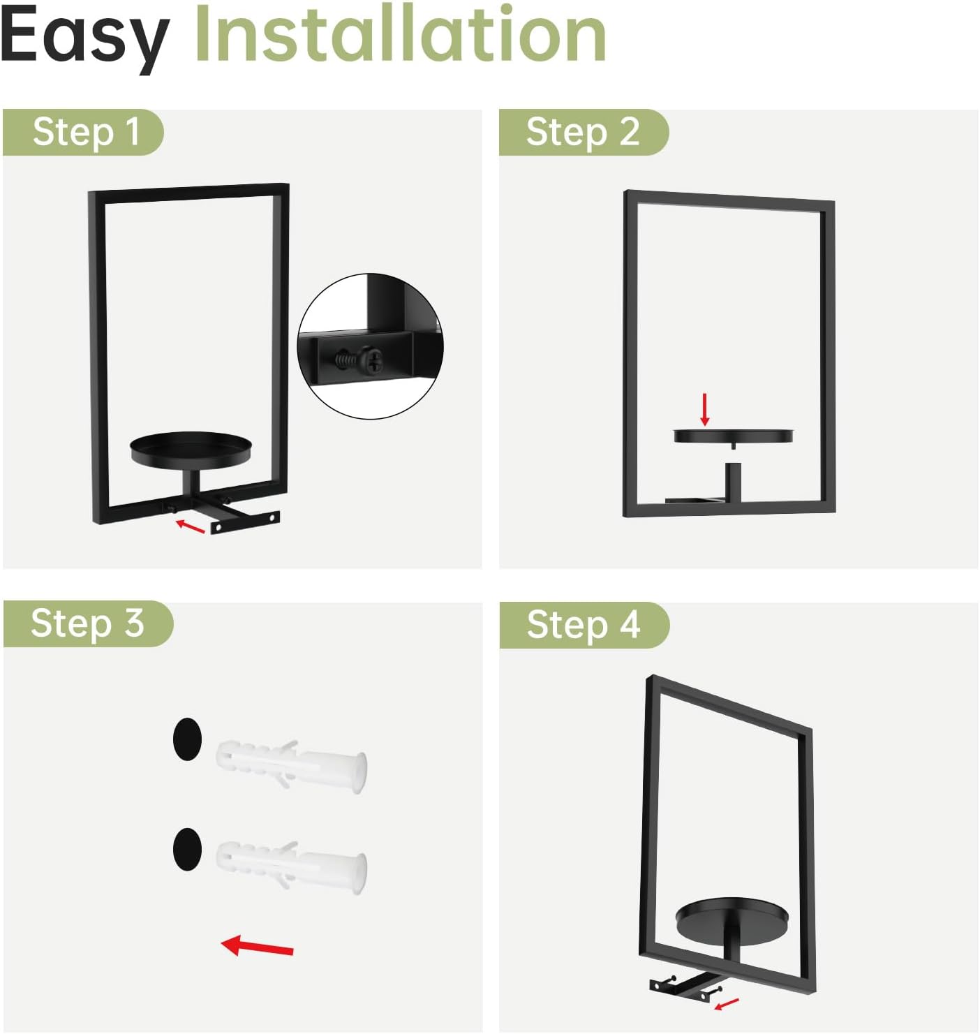 DFLU Picture Frame Plant Holder Indoor, Black Wall Plants Hanger Outdoor,Metal Window Potted Stand Shelves, Wall-Mounted Hanging Planters Art Rack for Living Room Balcony Patio Garden(3Pcs)