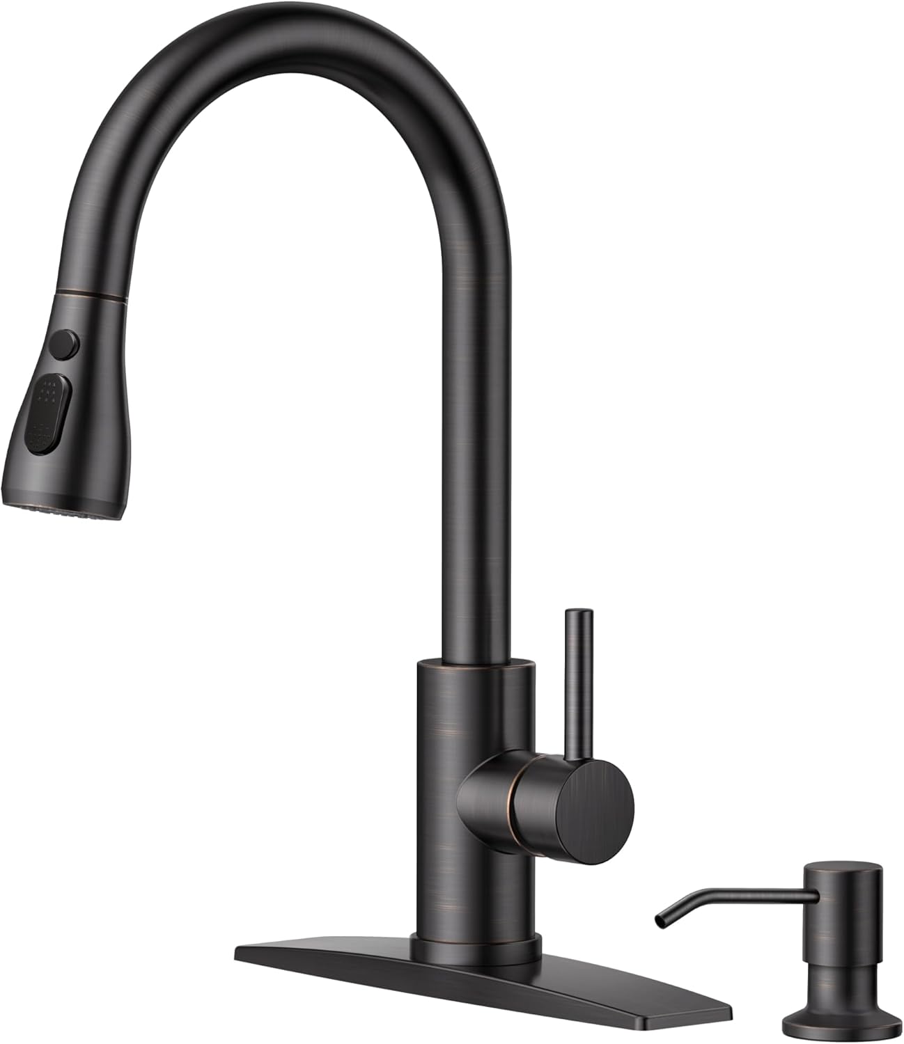 FORIOUS Kitchen Faucets with Pull Down Sprayer, Brushed Nickel, High Arc Single Handle Classic Stainless Steel Sink Faucet 1 or 3 Hole, Suitable for Farmhouse Camper Laundry Rv Bar