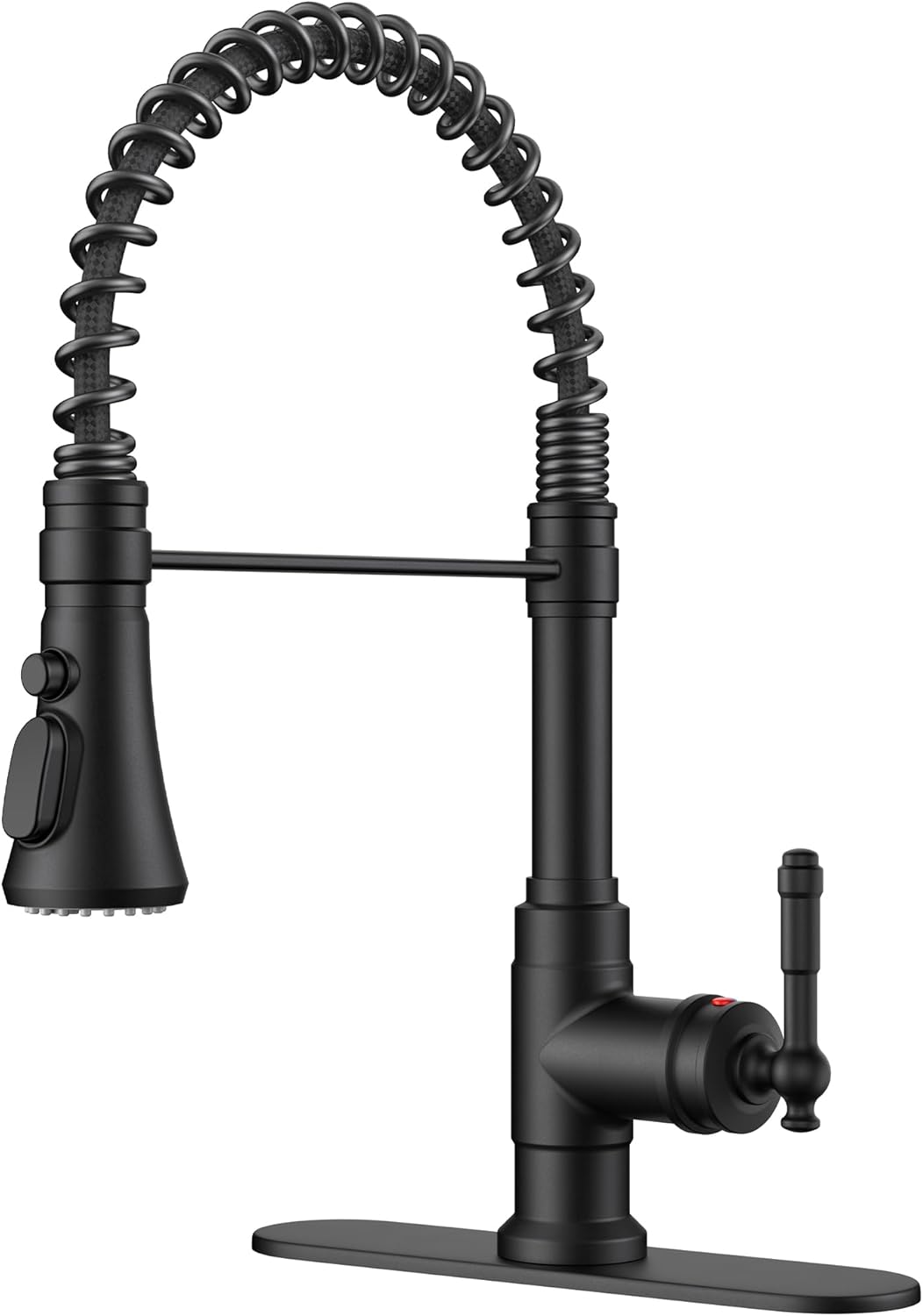 FORIOUS Black Kitchen Faucet with Pull Down Sprayer, Stainless Steel Commercial Single Handle Classic Spring Pull Out Kitchen Sink Faucet for Pot Filler, Farmhouse Camper Bar Laundry Room