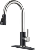 FORIOUS Kitchen Faucets with Pull Down Sprayer, Brushed Nickel, High Arc Single Handle Classic Stainless Steel Sink Faucet 1 or 3 Hole, Suitable for Farmhouse Camper Laundry Rv Bar