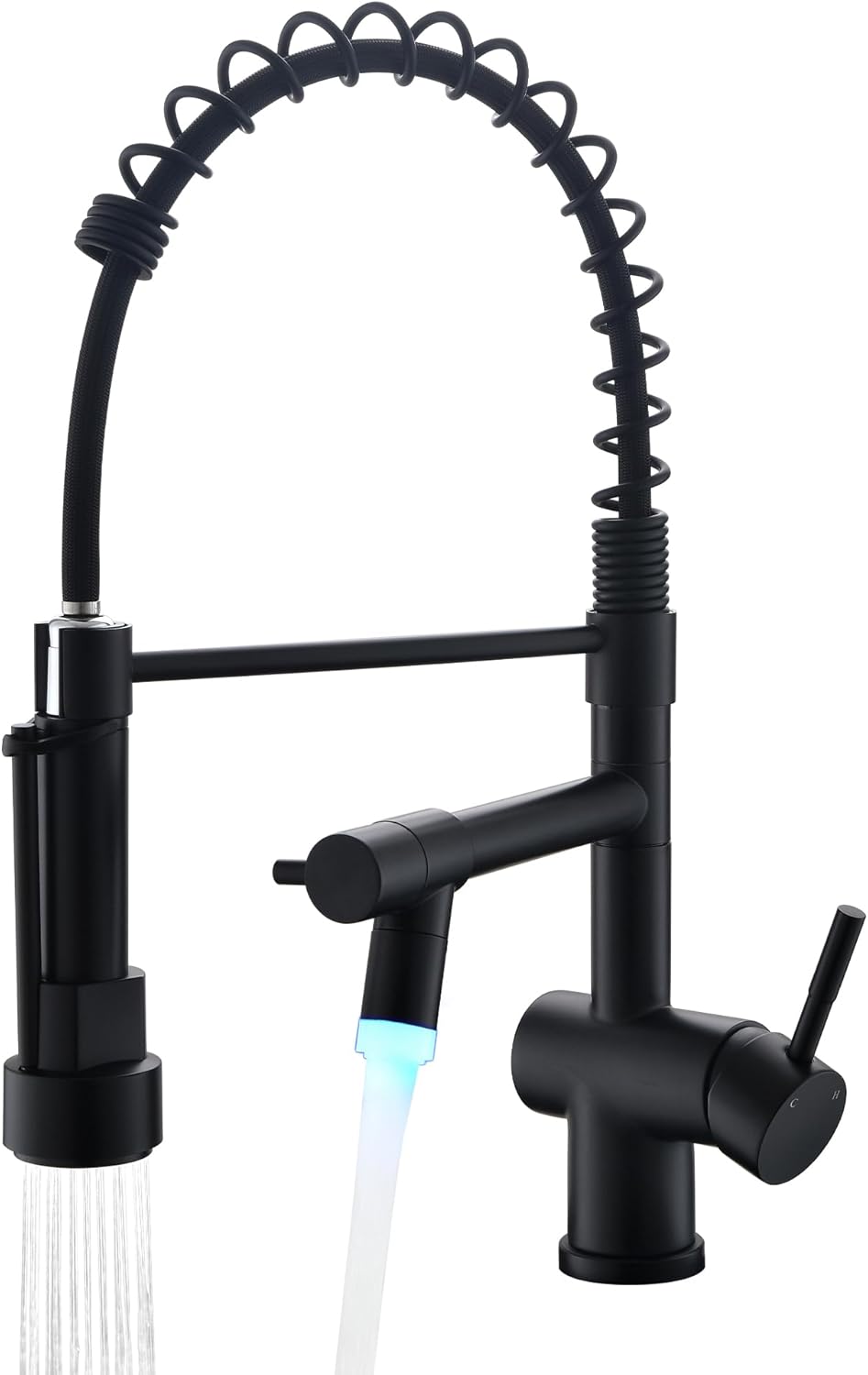 Kitchen Faucet with Pull Down Sprayer, VFAUOSIT Lead-Free Kitchen Sink Faucet Brushed Nickel Stainless Steel Modern High Arc Pull Out Single Hole Kitchen Faucets for Bar RV Bathroom Sink Faucets