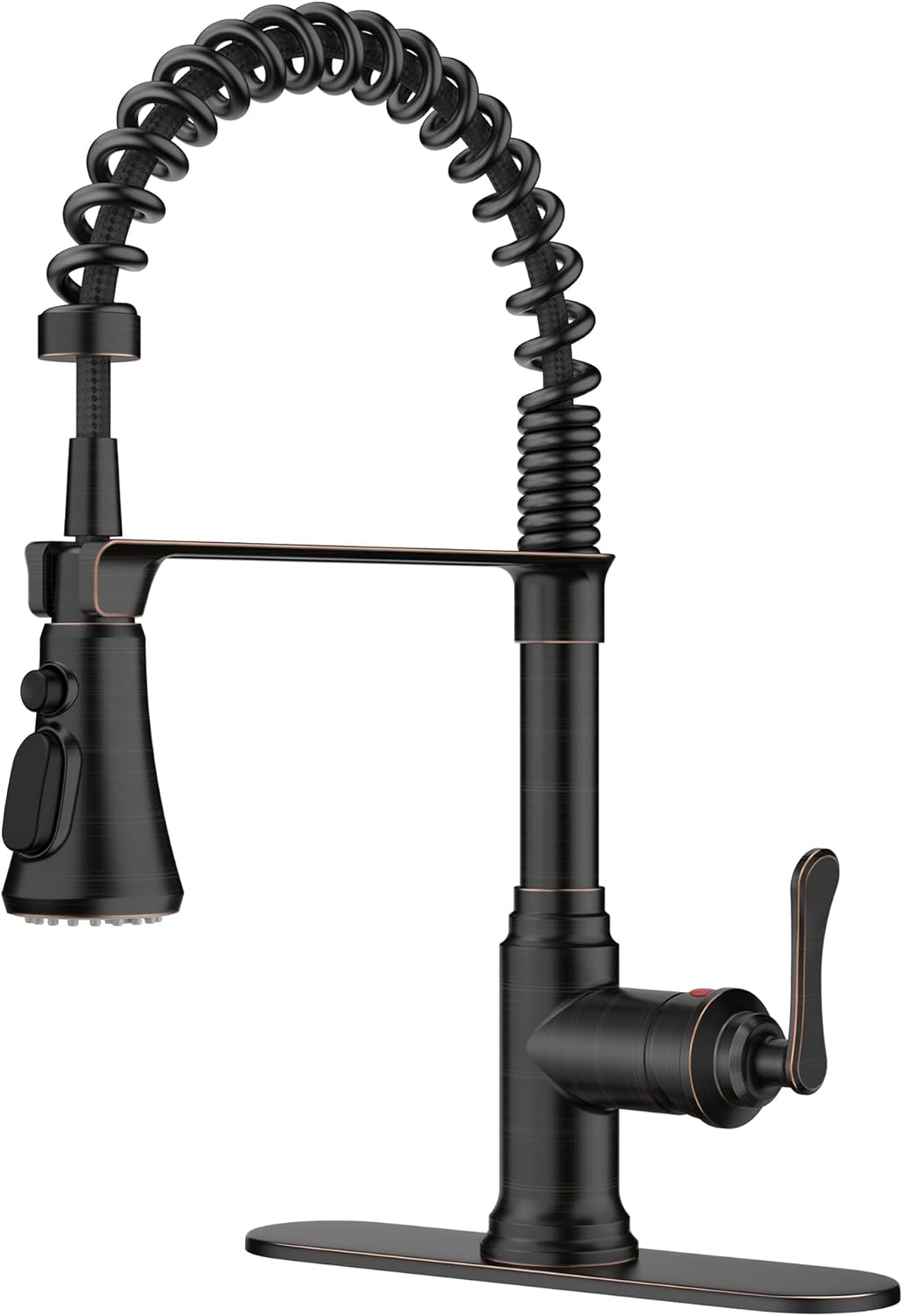 FORIOUS Black Kitchen Faucet with Pull Down Sprayer, Stainless Steel Commercial Single Handle Classic Spring Pull Out Kitchen Sink Faucet for Pot Filler, Farmhouse Camper Bar Laundry Room