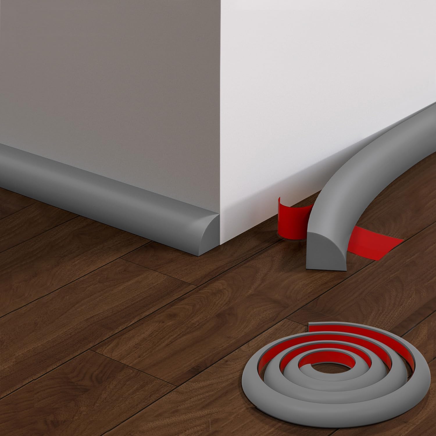 Flexible Quarter Round Molding, 158 Inch Peel and Stick Rubber Quarter Round Trim Molding with Self Adhesive, Waterproof Bendable Molding Trim for Wall Edge Corner,Staircase Cabinet Edge,White