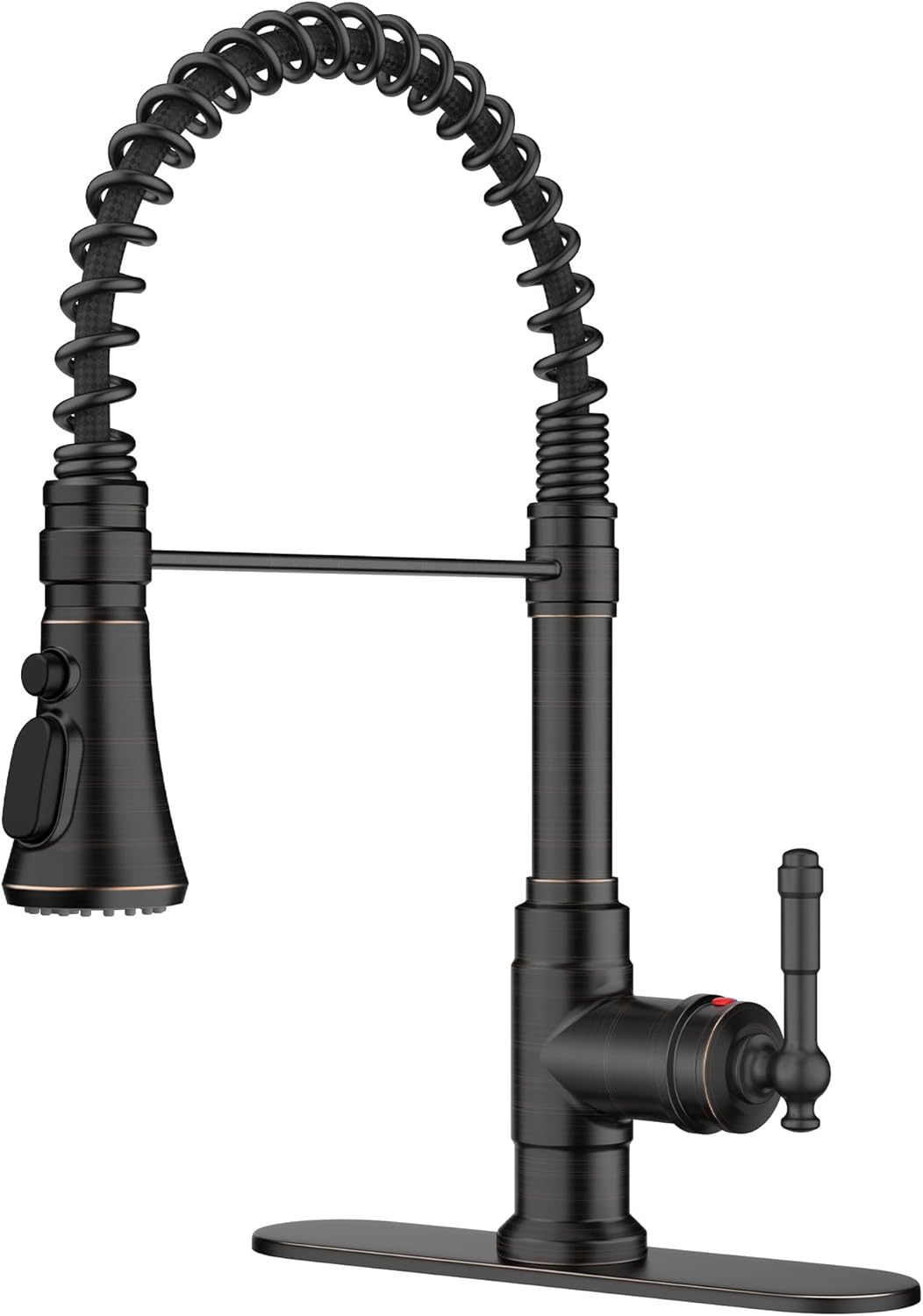 FORIOUS Black Kitchen Faucet with Pull Down Sprayer, Stainless Steel Commercial Single Handle Classic Spring Pull Out Kitchen Sink Faucet for Pot Filler, Farmhouse Camper Bar Laundry Room