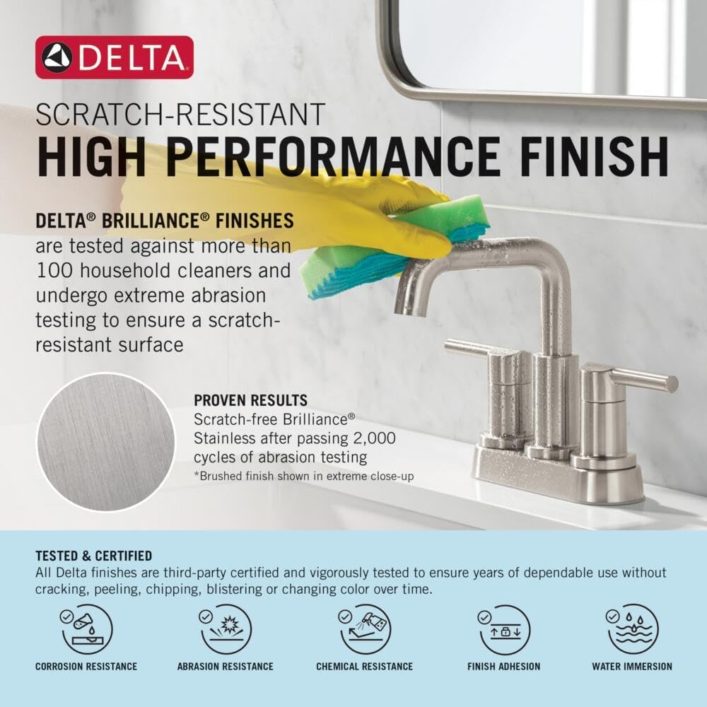 Delta Nicoli Brushed Gold Faucet 3 Hole, 8 Inch Widespread Bathroom Sink Faucet for Vanity, Push-Pop Drain Assembly, Champagne Bronze 35749LF-CZ
