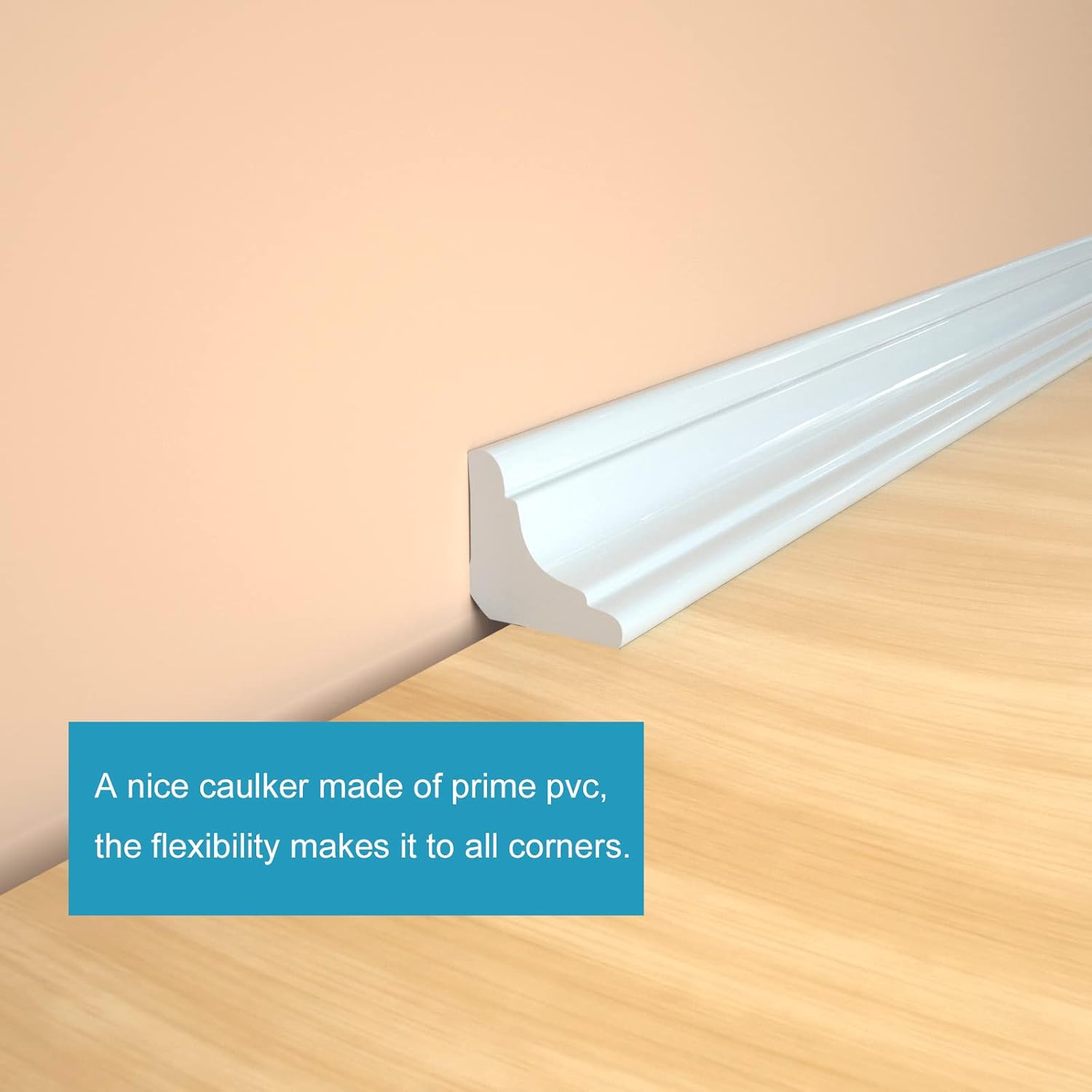 Flexible Trim Caulk Strip Wall Moulding Trim, 1 in x16 Ft Peel and Stick Trim for Wall Corner Deco, Ceiling, Backsplash Tile Edge, Countertops, Baseboard, Floor(White)