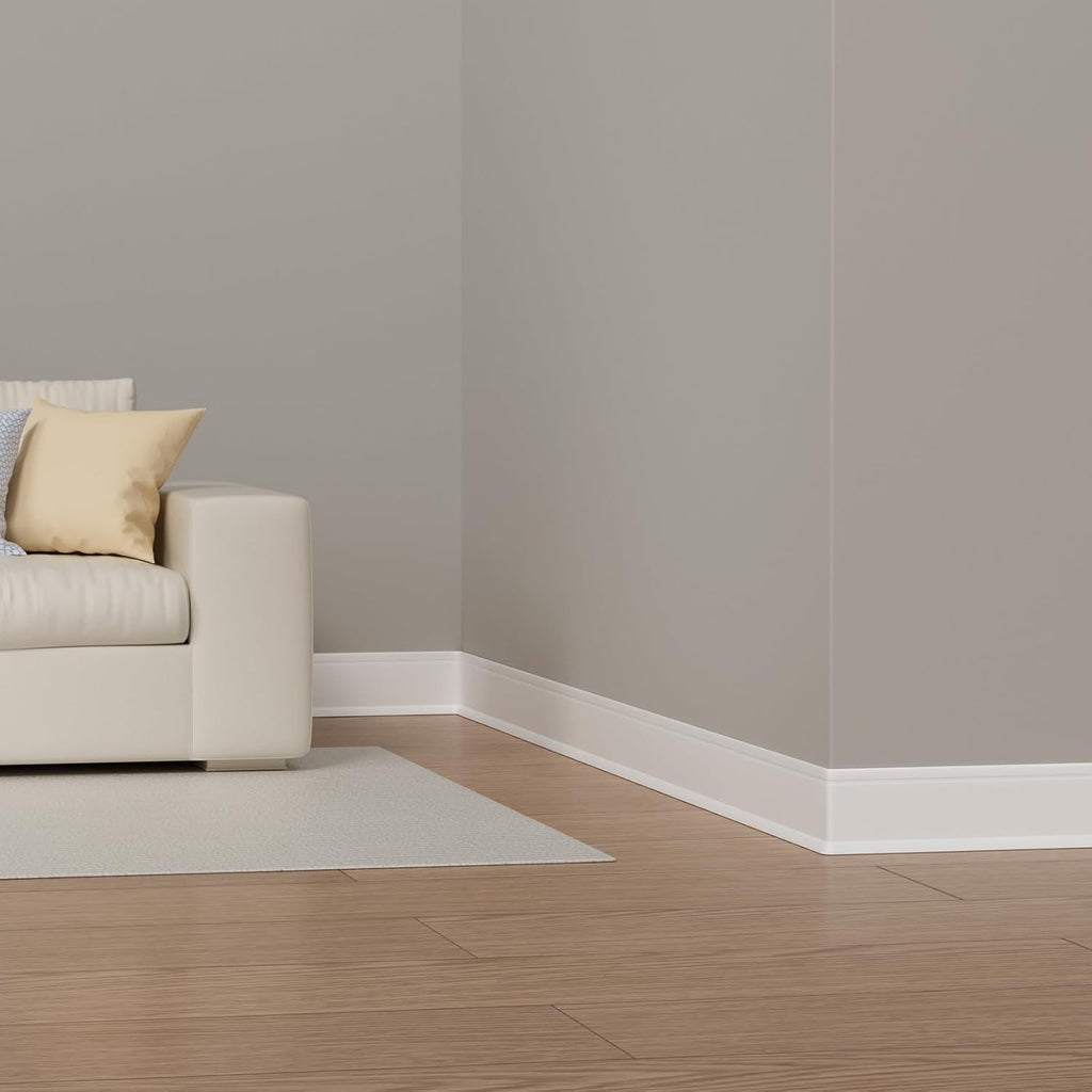 Duzzy Flexible Baseboard Trim, 6 Inch(H) x 20 Feet(L) Peel and Stick Vinyl Baseboard Molding Trim, Self-Adhesive Wall Base Cove Base