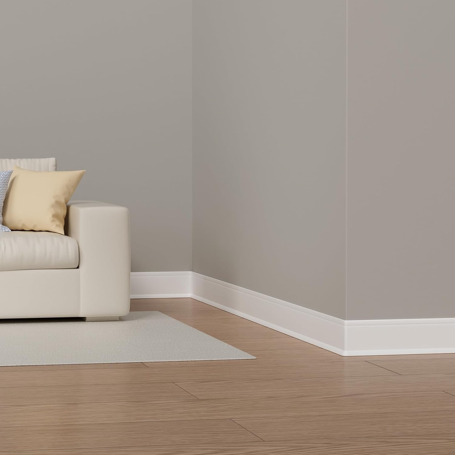 Duzzy Flexible Baseboard Trim, 6 Inch(H) x 20 Feet(L) Peel and Stick Vinyl Baseboard Molding Trim, Self-Adhesive Wall Base Cove Base