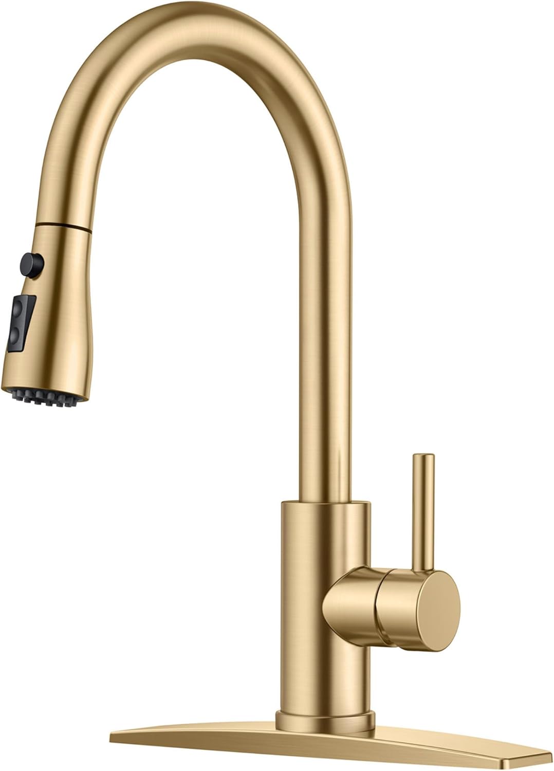 FORIOUS Black Kitchen Faucet with Soap Dispenser and Pull Down Sprayer, Bar High Arc Single Handle Classic 3 Modes Stainless Steel Faucet for Kitchen Sink Farmhouse RV Laundry Camper