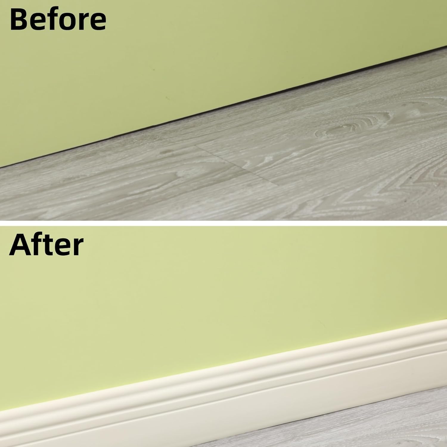 Taaizau Hardened Peel and Stick Baseboard Trim, Flexible Strip and Caulk for Floor, Chair Rail, Wall Base (16.4 ft x 3.9 inch, Beige, Foam Material)