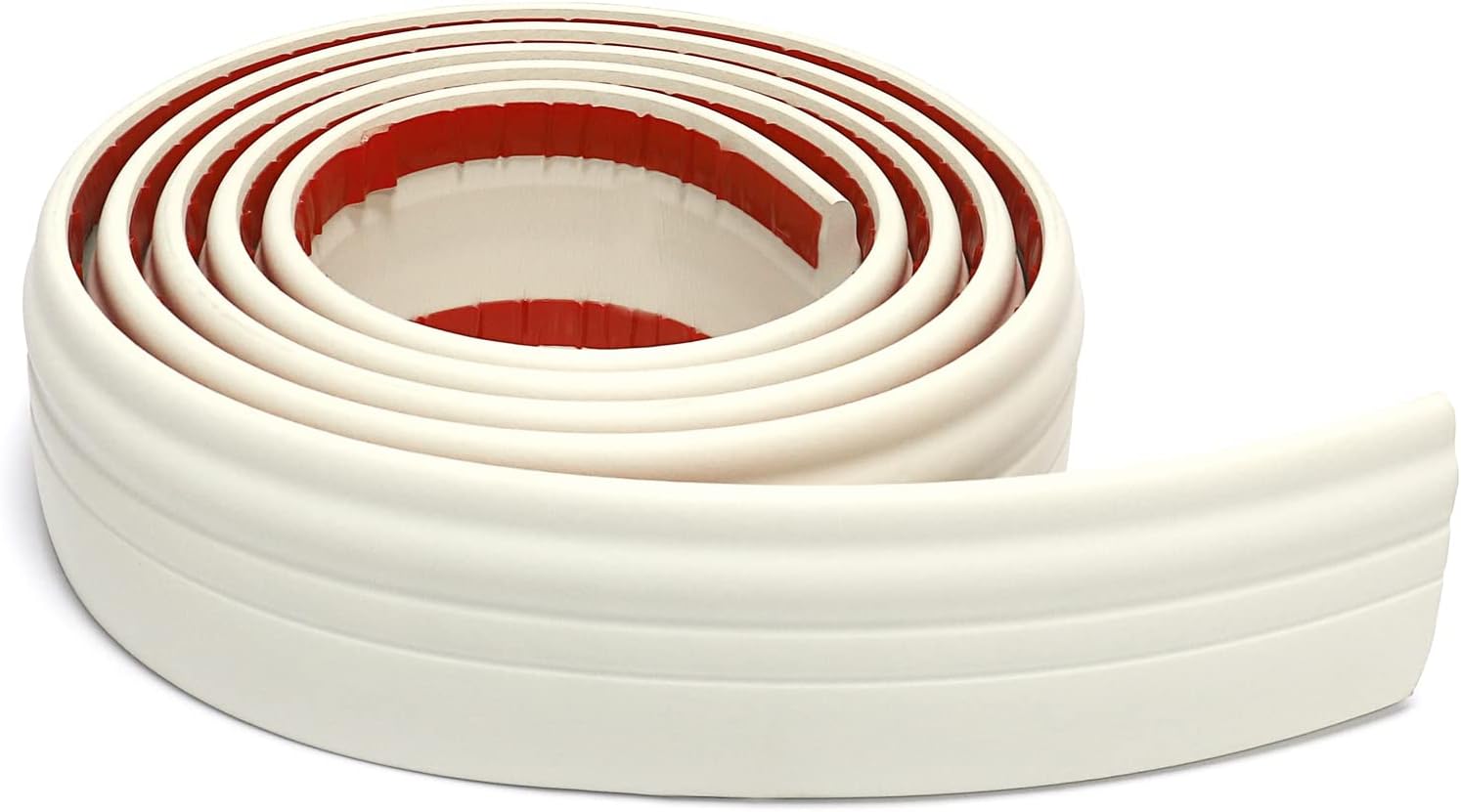 COUKIU Flexible Baseboard Molding Trim, Peel and Stick Rubber Wall Base Moulding Trim, 4 Inch x 16.4 Feet Self-Adhesive Vinyl Wall Base Cove Base (Creamy White)