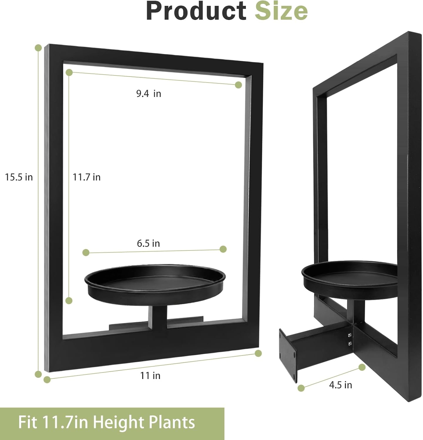 Picture Frame Plant Holder, Wall Mount Plants shelf Indoor Outdoor, Metal Hanging Planters Stand Decor, Window Planter Hanger Shelves, Modern Floating Ornament Rack Art for Home & Garden(Black 2pc)