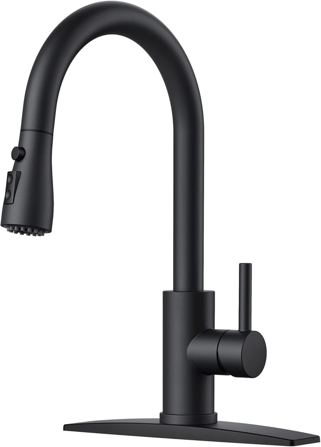 FORIOUS Black Kitchen Faucet with Soap Dispenser and Pull Down Sprayer, Bar High Arc Single Handle Classic 3 Modes Stainless Steel Faucet for Kitchen Sink Farmhouse RV Laundry Camper