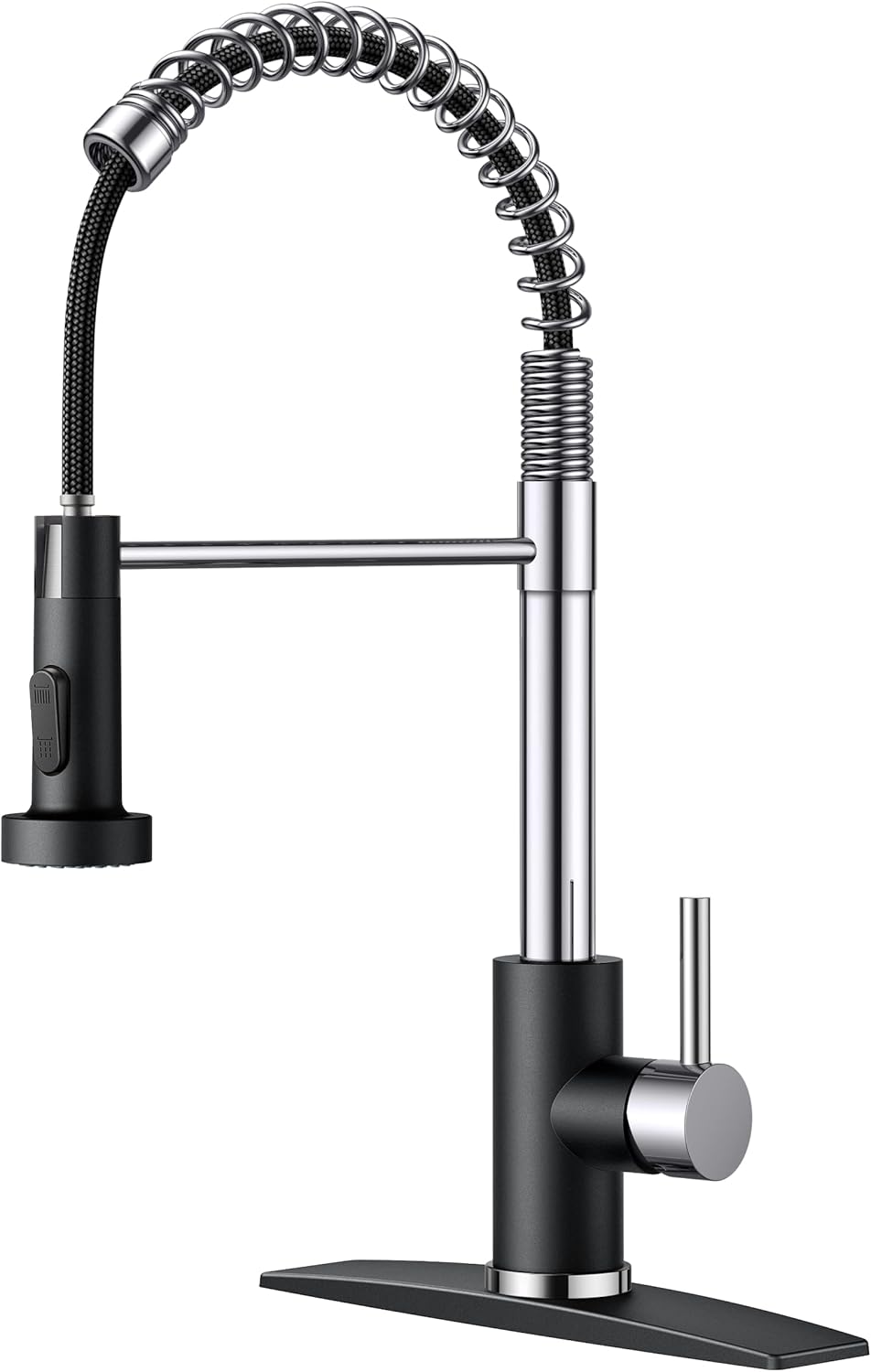 FORIOUS Black Kitchen Faucet with Pull Down Sprayer, Stainless Steel Commercial Single Handle Classic Spring Pull Out Kitchen Sink Faucet for Pot Filler, Farmhouse Camper Bar Laundry Room