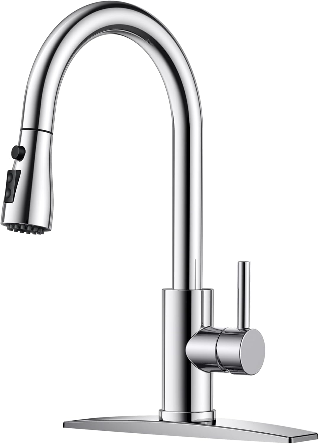 FORIOUS Black Kitchen Faucet with Soap Dispenser and Pull Down Sprayer, Bar High Arc Single Handle Classic 3 Modes Stainless Steel Faucet for Kitchen Sink Farmhouse RV Laundry Camper