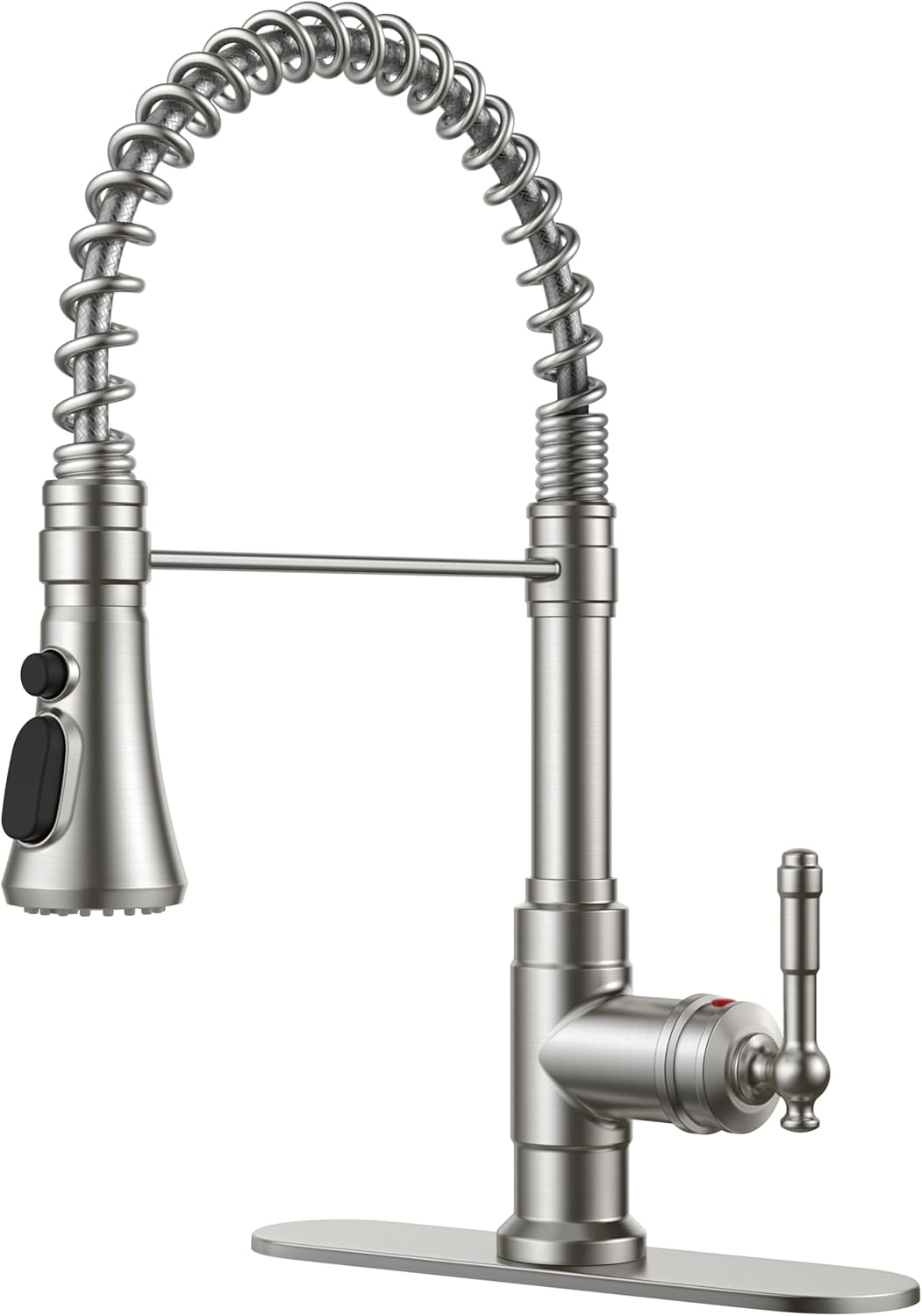 FORIOUS Black Kitchen Faucet with Pull Down Sprayer, Stainless Steel Commercial Single Handle Classic Spring Pull Out Kitchen Sink Faucet for Pot Filler, Farmhouse Camper Bar Laundry Room