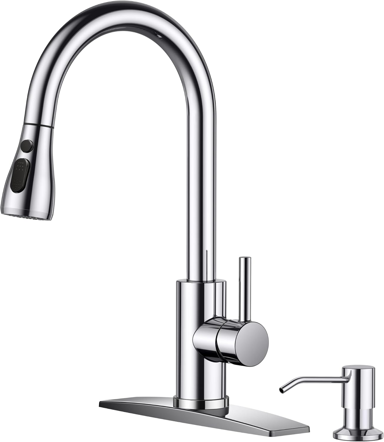 FORIOUS Kitchen Faucets with Pull Down Sprayer, Brushed Nickel, High Arc Single Handle Classic Stainless Steel Sink Faucet 1 or 3 Hole, Suitable for Farmhouse Camper Laundry Rv Bar