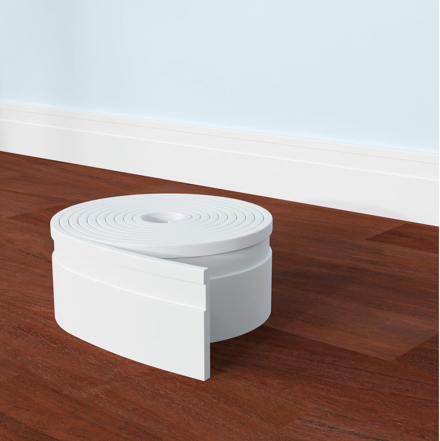 COUKIU Flexible Baseboard Molding Trim, Peel and Stick Rubber Wall Base Moulding Trim, 4 Inch x 16.4 Feet Self-Adhesive Vinyl Wall Base Cove Base (Creamy White)