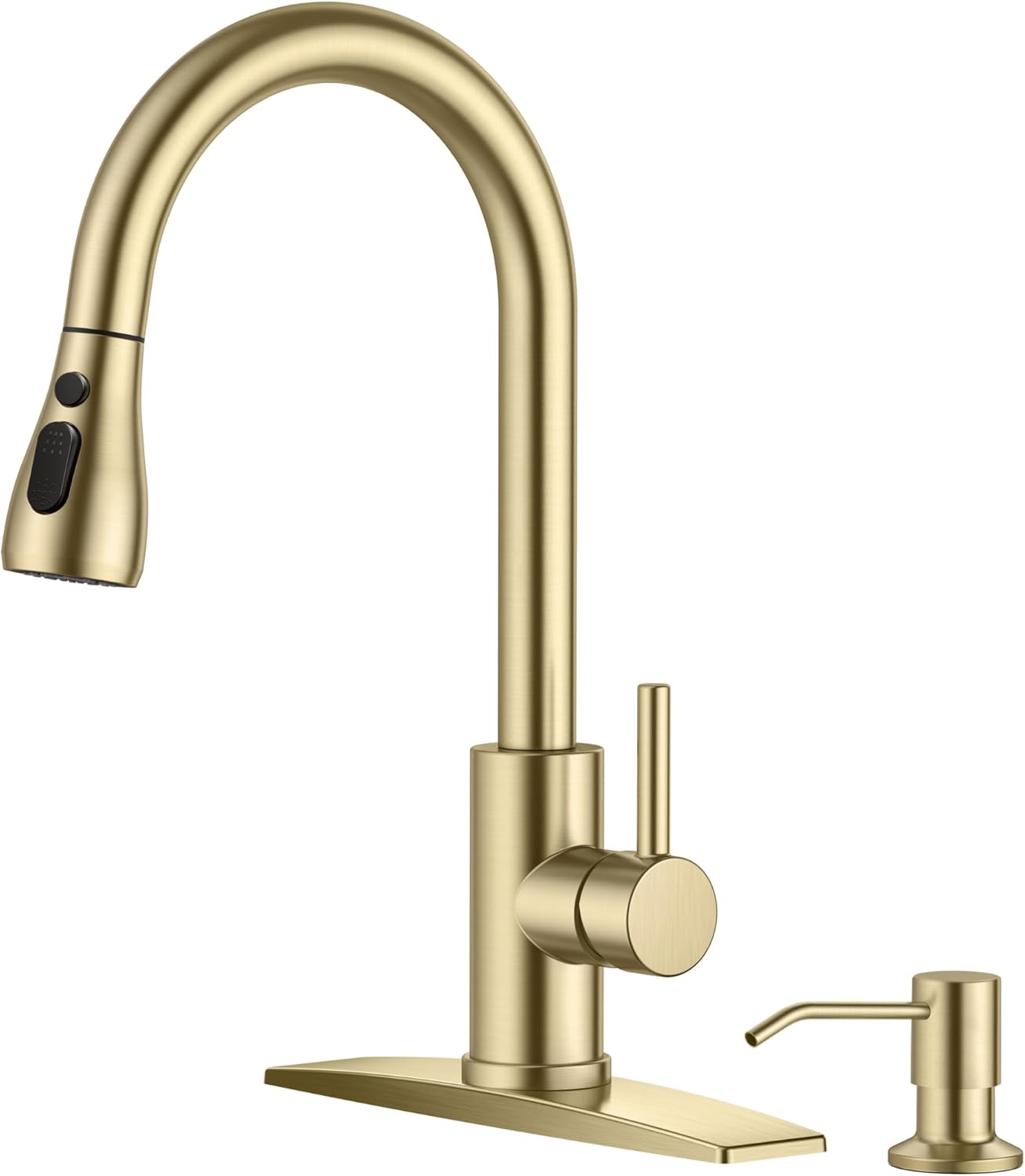 FORIOUS Kitchen Faucets with Pull Down Sprayer, Brushed Nickel, High Arc Single Handle Classic Stainless Steel Sink Faucet 1 or 3 Hole, Suitable for Farmhouse Camper Laundry Rv Bar