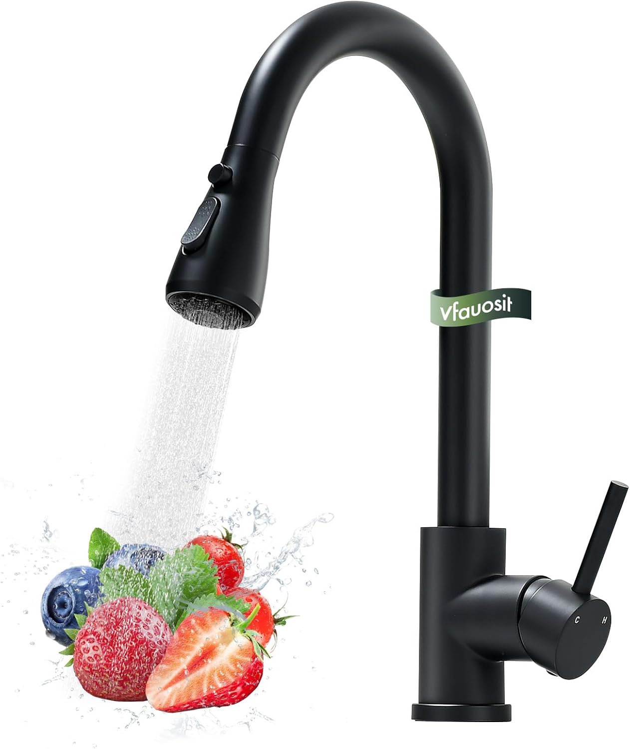 Kitchen Faucet with Pull Down Sprayer, VFAUOSIT Lead-Free Kitchen Sink Faucet Brushed Nickel Stainless Steel Modern High Arc Pull Out Single Hole Kitchen Faucets for Bar RV Bathroom Sink Faucets