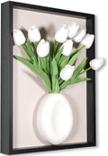 yimido Plant Picture Frame Wall Decor – Wall Planters for Indoor Plants, 3D Wall Art Frame with Ceramic Vase and Artificial Tulips, Hanging Plant Holder for Living Room, Bedroom, Hallway, Black