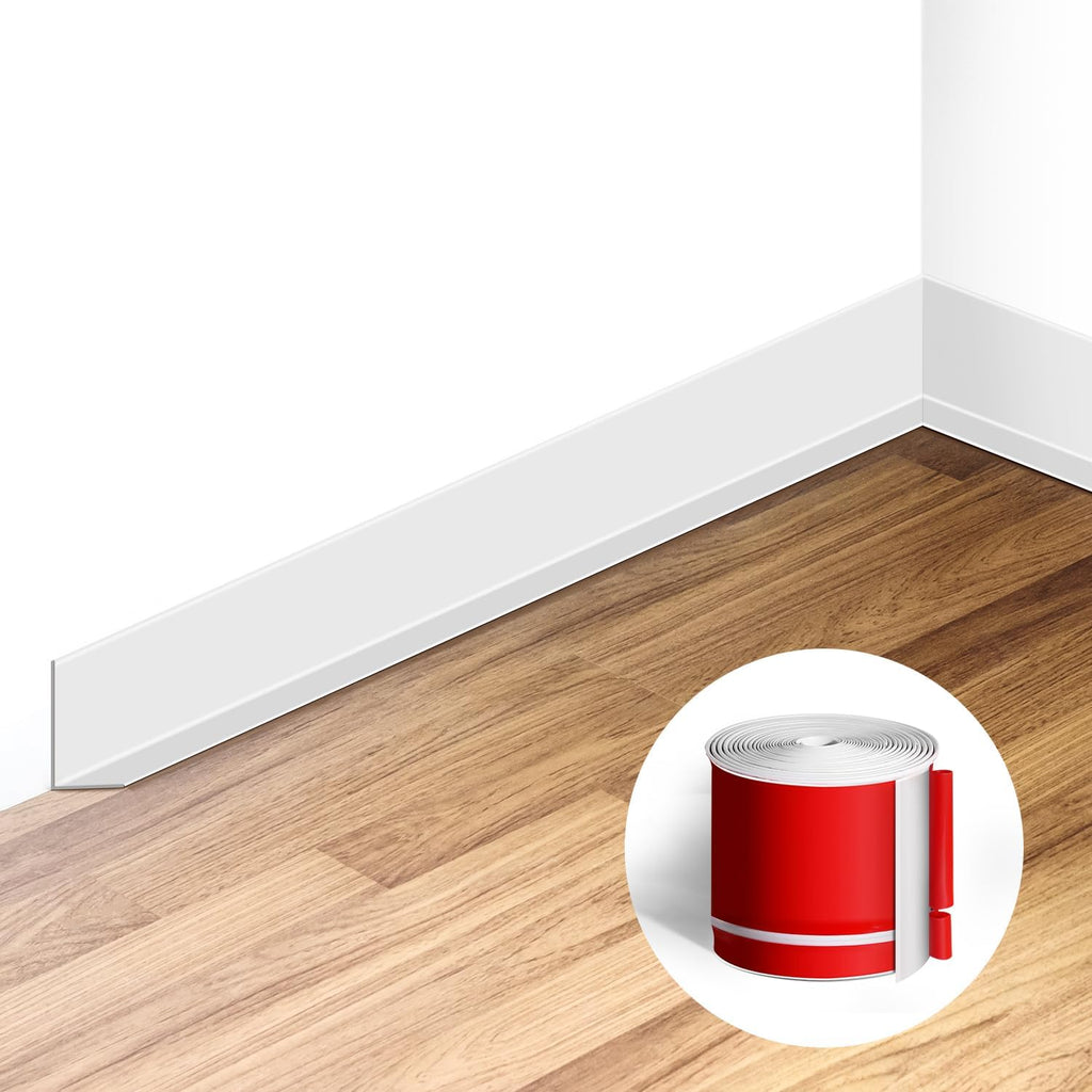 Flexible Baseboard Molding Trim 3 Inch(W) x 40 Feet(L) Self Adhesive Vinyl Wall Base Peel and Stick Cove Base,Rubber Wall Base. (White)
