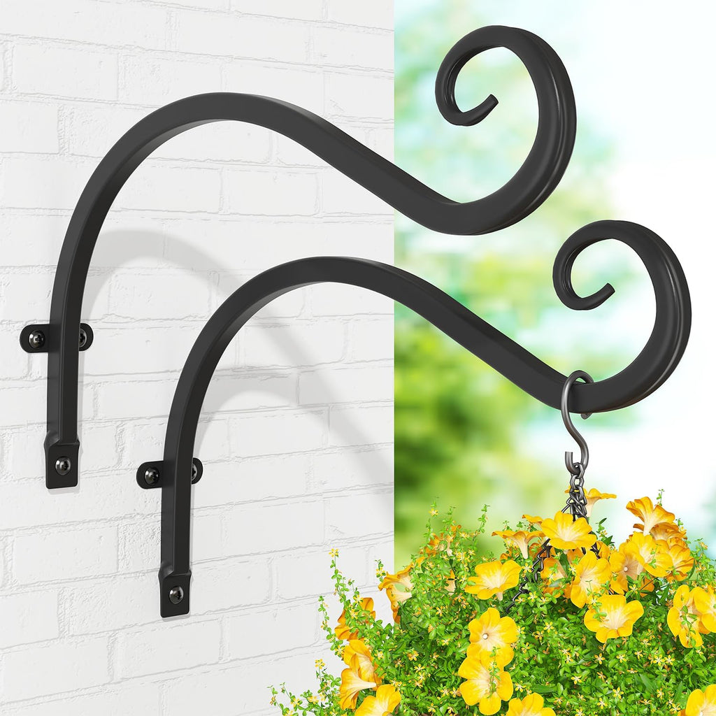 iDavosic.ly Wall Plant Holder Set of 4, Indoor Floating Display Stand, 11.8 Inch Heavy Duty Hooks Outdoor Metal Picture Frame, Garden Porch Patio Decor, Space Saving (Pots/Chains/Plants Not Included)