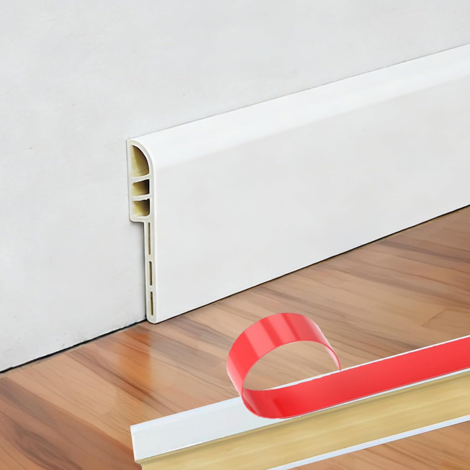 Wall Baseboard Molding Trim,8-Pack of 48 x 3.27 Inch,Peel and Stick High Impact Finish Molding Panel Skirting Board for Home Decor,32 Feet (White 2)