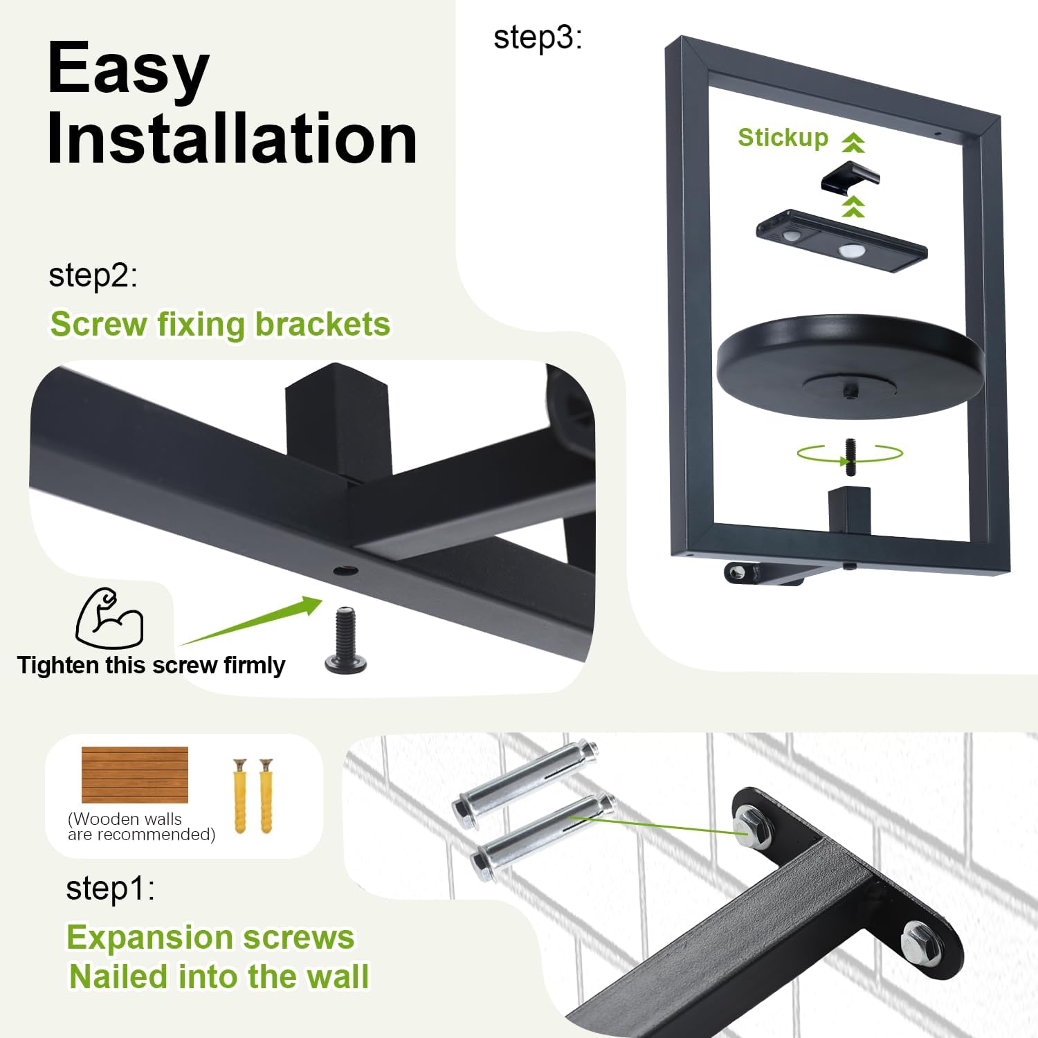 BAOYOUNI 2 Pack Picture Frame Wall Plant Holder with Light,Metal Window Plant Shelf，Modern Floating Plant Stand for Indoor Outdoor Patio Balcony Garden Living Room Bedroom