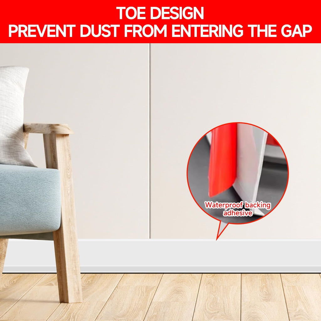 Flexible Baseboard Molding Trim 3 Inch(W) x 40 Feet(L) Self Adhesive Vinyl Wall Base Peel and Stick Cove Base,Rubber Wall Base. (White)