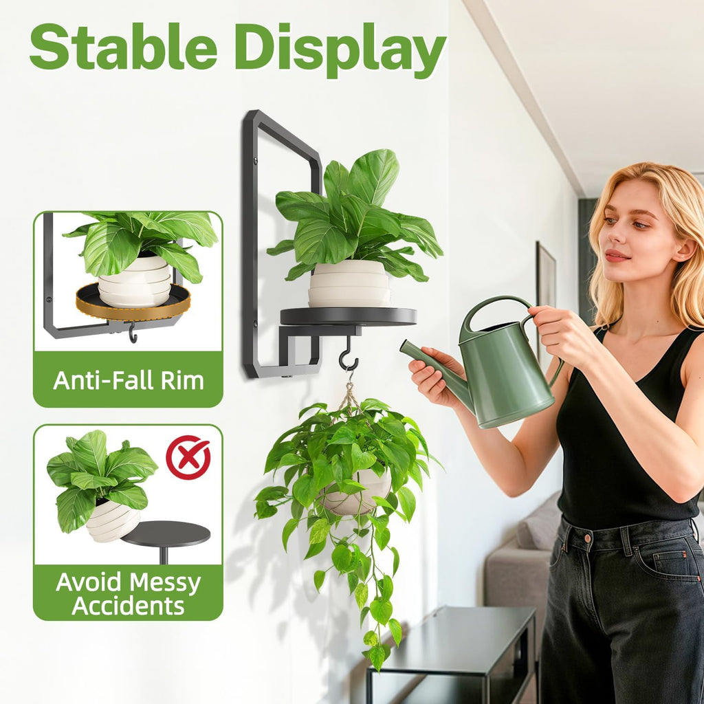 iDavosic.ly Wall Plant Holder Set of 4, Indoor Floating Display Stand, 11.8 Inch Heavy Duty Hooks Outdoor Metal Picture Frame, Garden Porch Patio Decor, Space Saving (Pots/Chains/Plants Not Included)