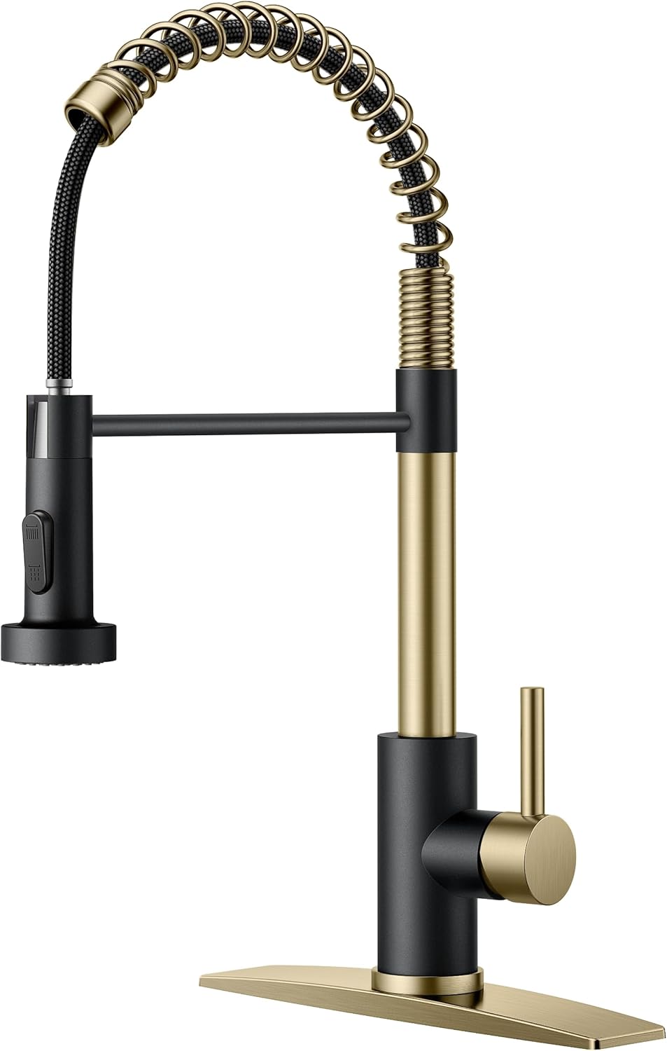 FORIOUS Black Kitchen Faucet with Pull Down Sprayer, Stainless Steel Commercial Single Handle Classic Spring Pull Out Kitchen Sink Faucet for Pot Filler, Farmhouse Camper Bar Laundry Room